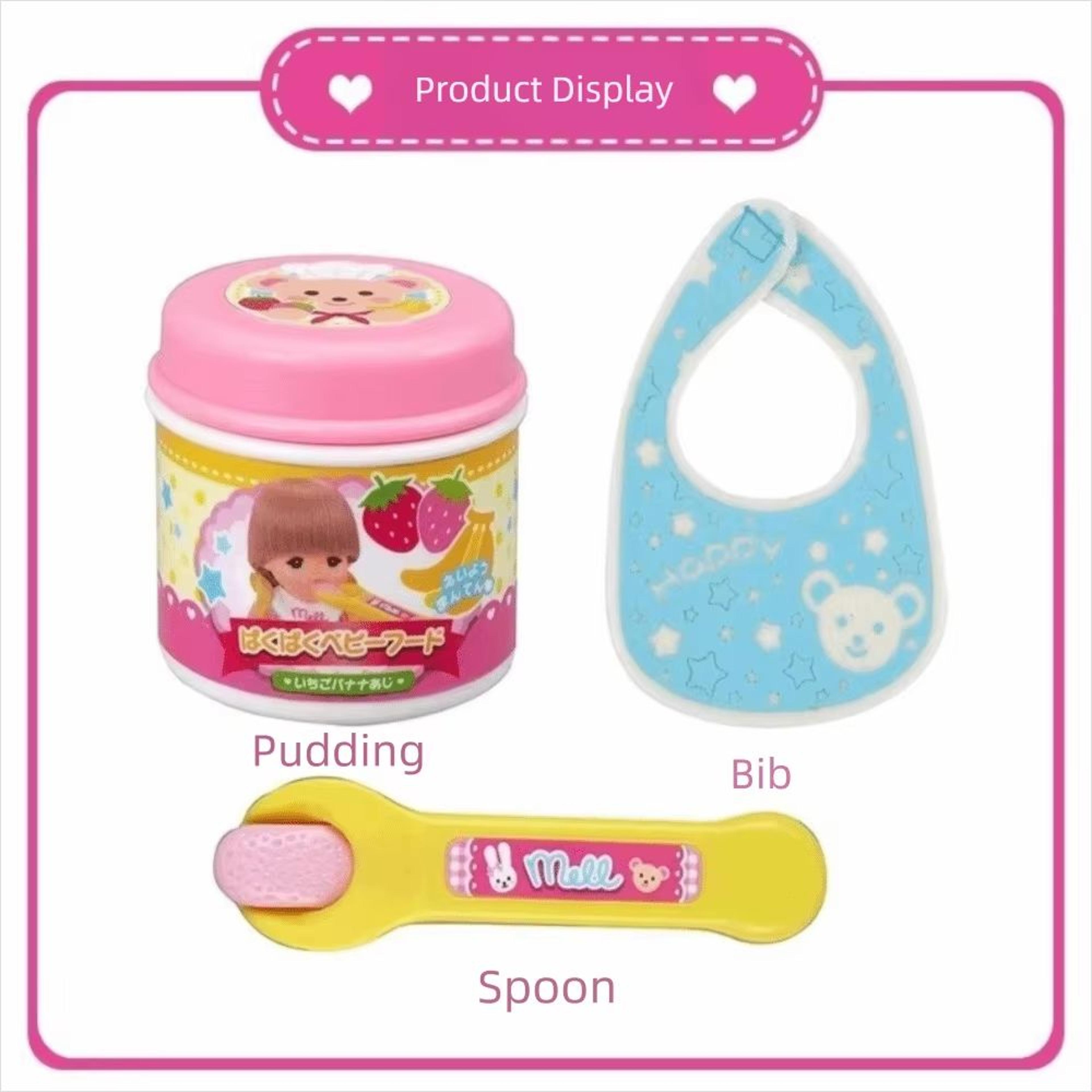 Japanese Style Strawberry Pudding Pretend Play Feeding Toy Set 3