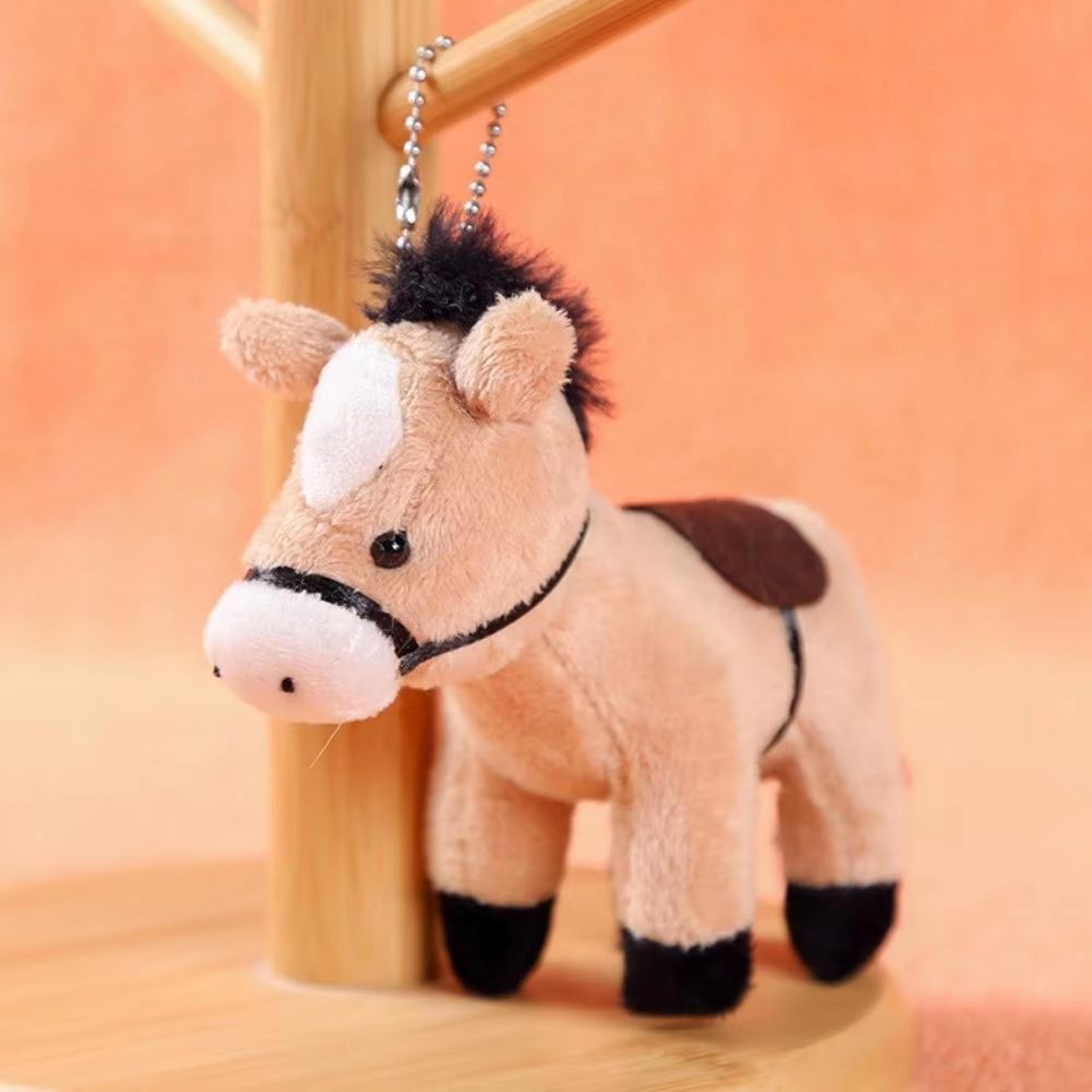 Soft Brown LongHaired Horse Plush Keychain Pendant 6