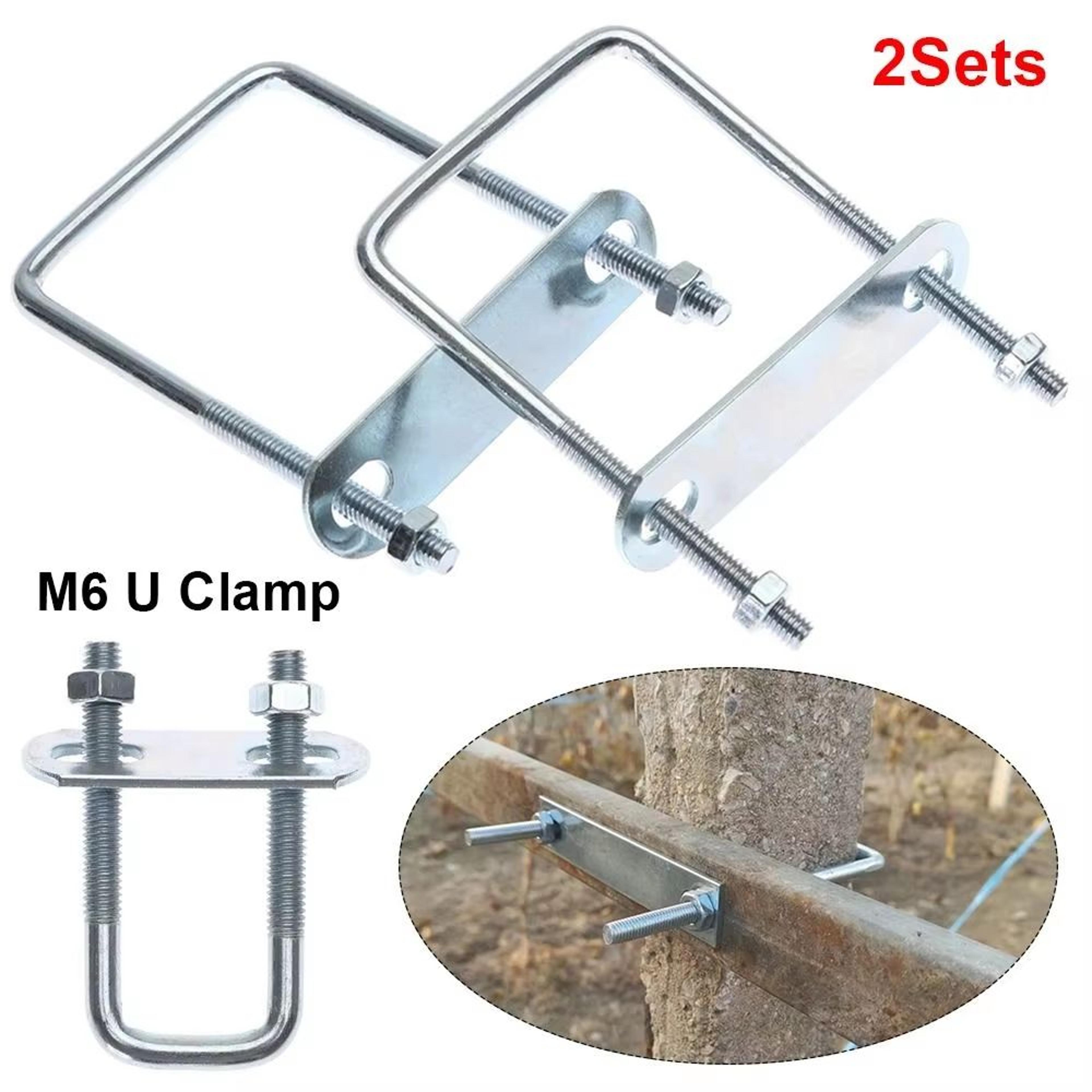 2 Sets M6 Iron Square UBolt RightAngle Screw Clamp With Baffle 0
