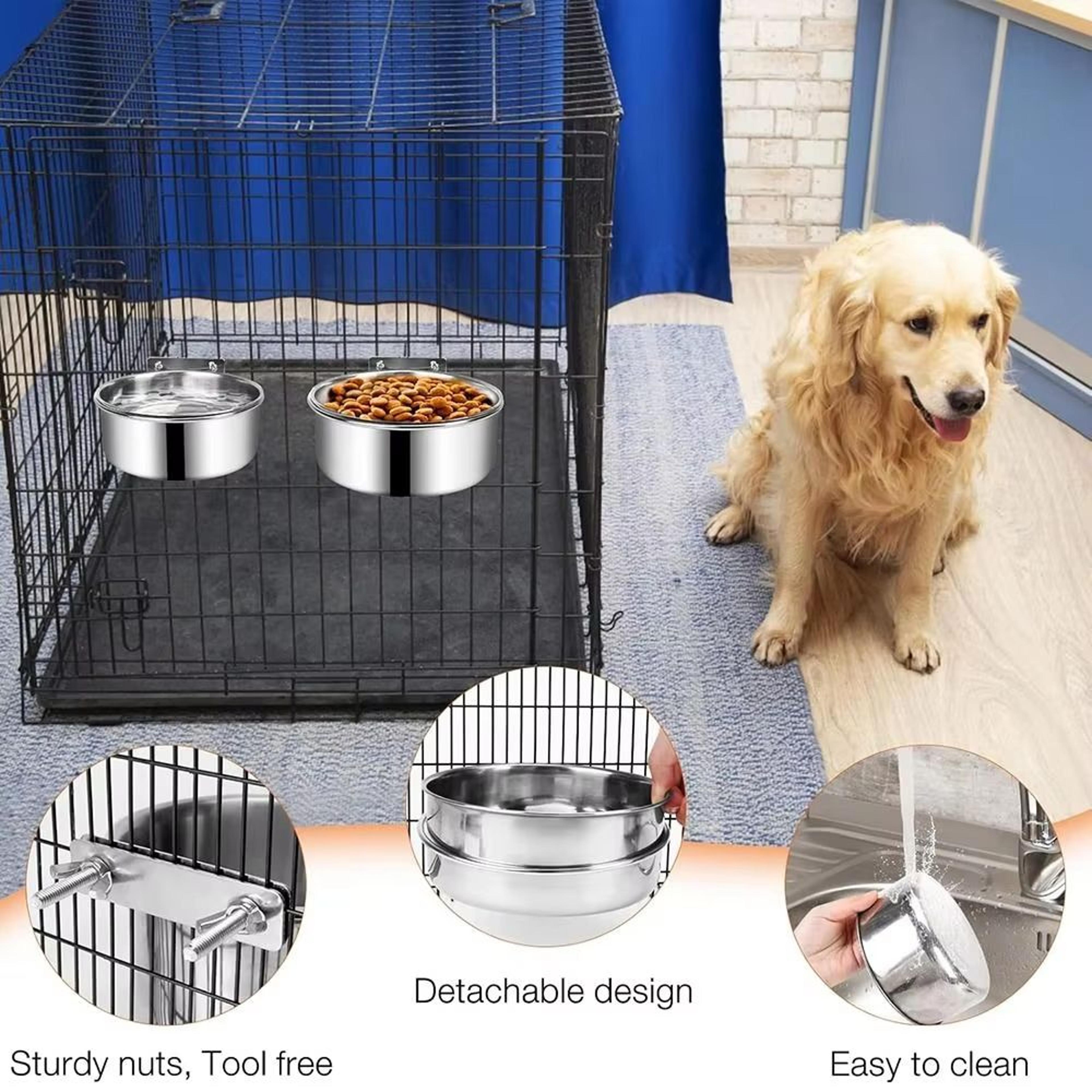 Stainless Steel Hanging Pet Bowls 2Pack Cage Feeder For Dogs  Cats 3