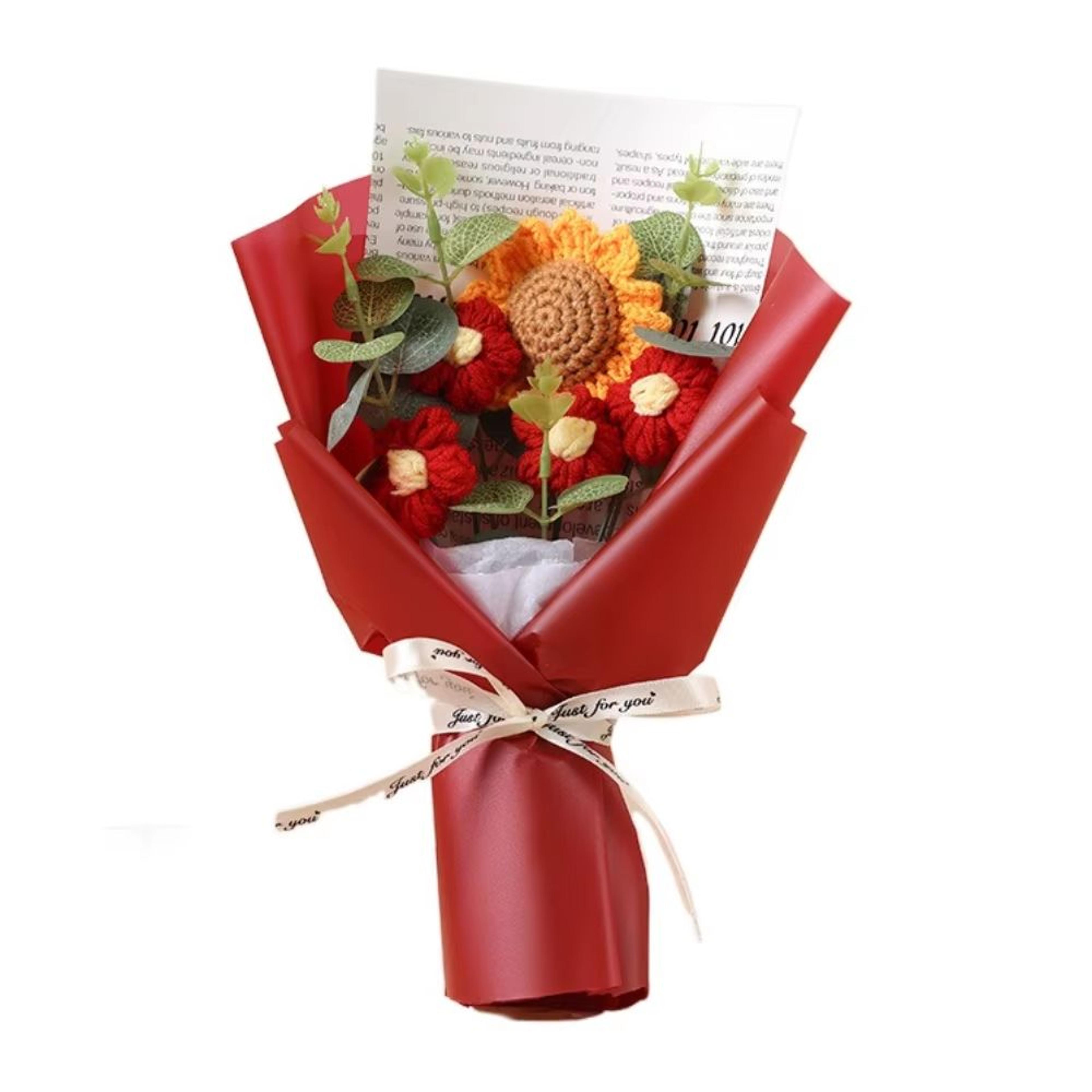Sunflower And Daisy Artificial Crochet Bouquet Eternal Floral Gift 8