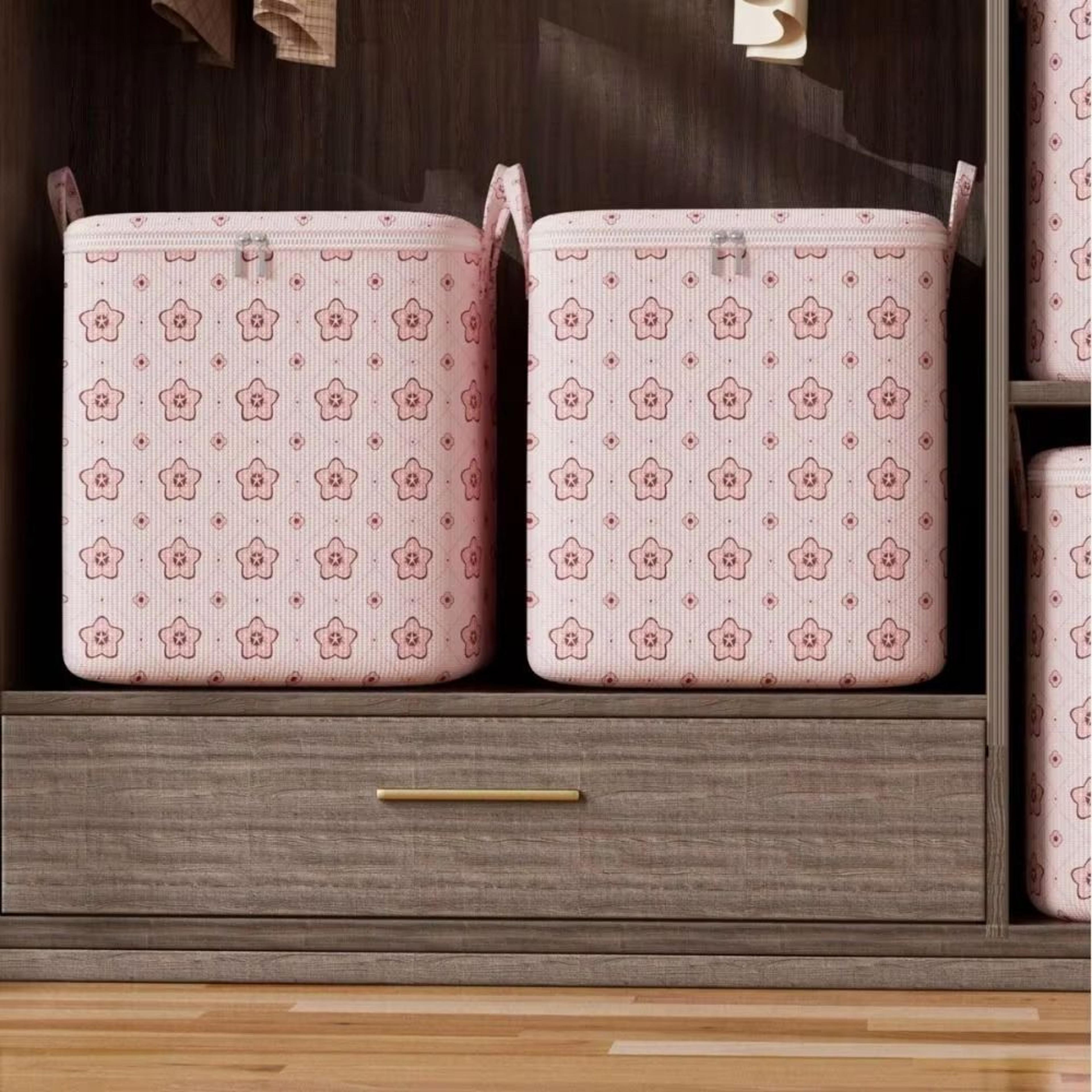 Foldable Large Capacity Cherry Blossom Clothes Storage Bags Set 2
