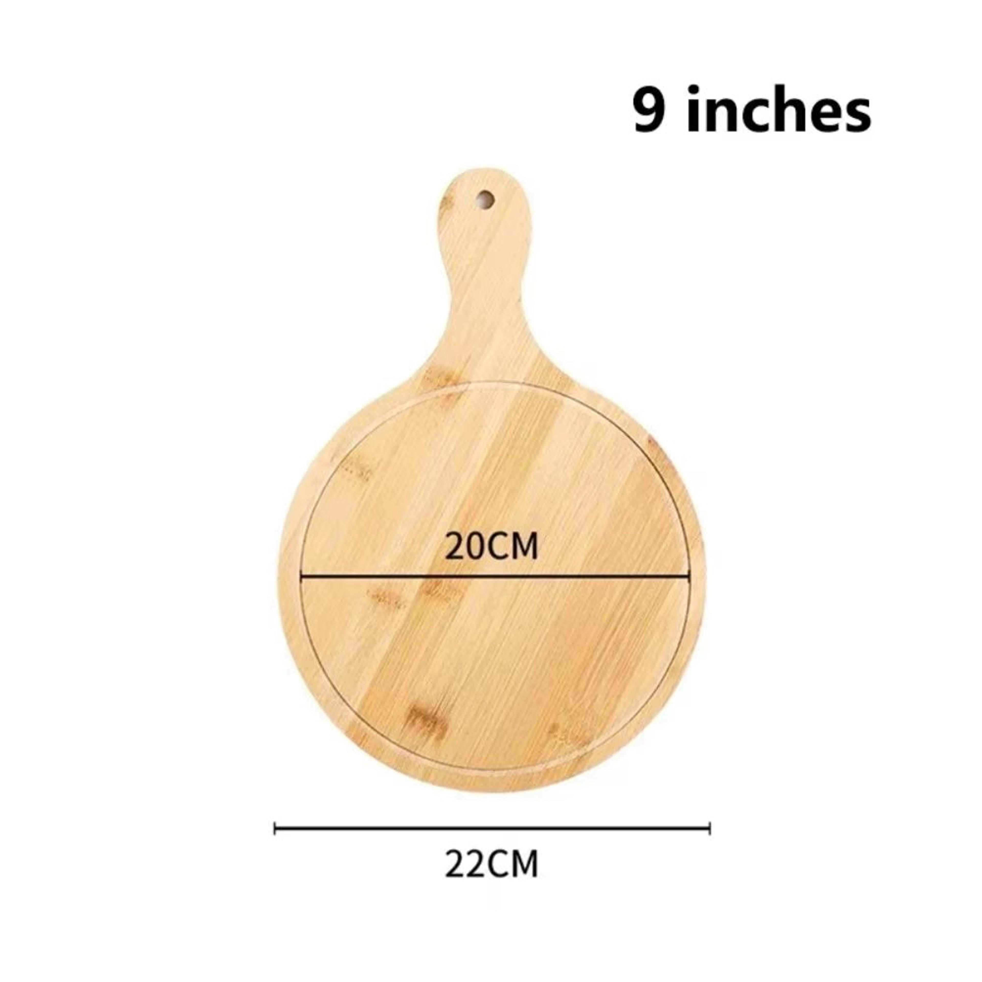 Round Bamboo Pizza Board With Handle 610in MultiUse Serving  Cutting Tray 9