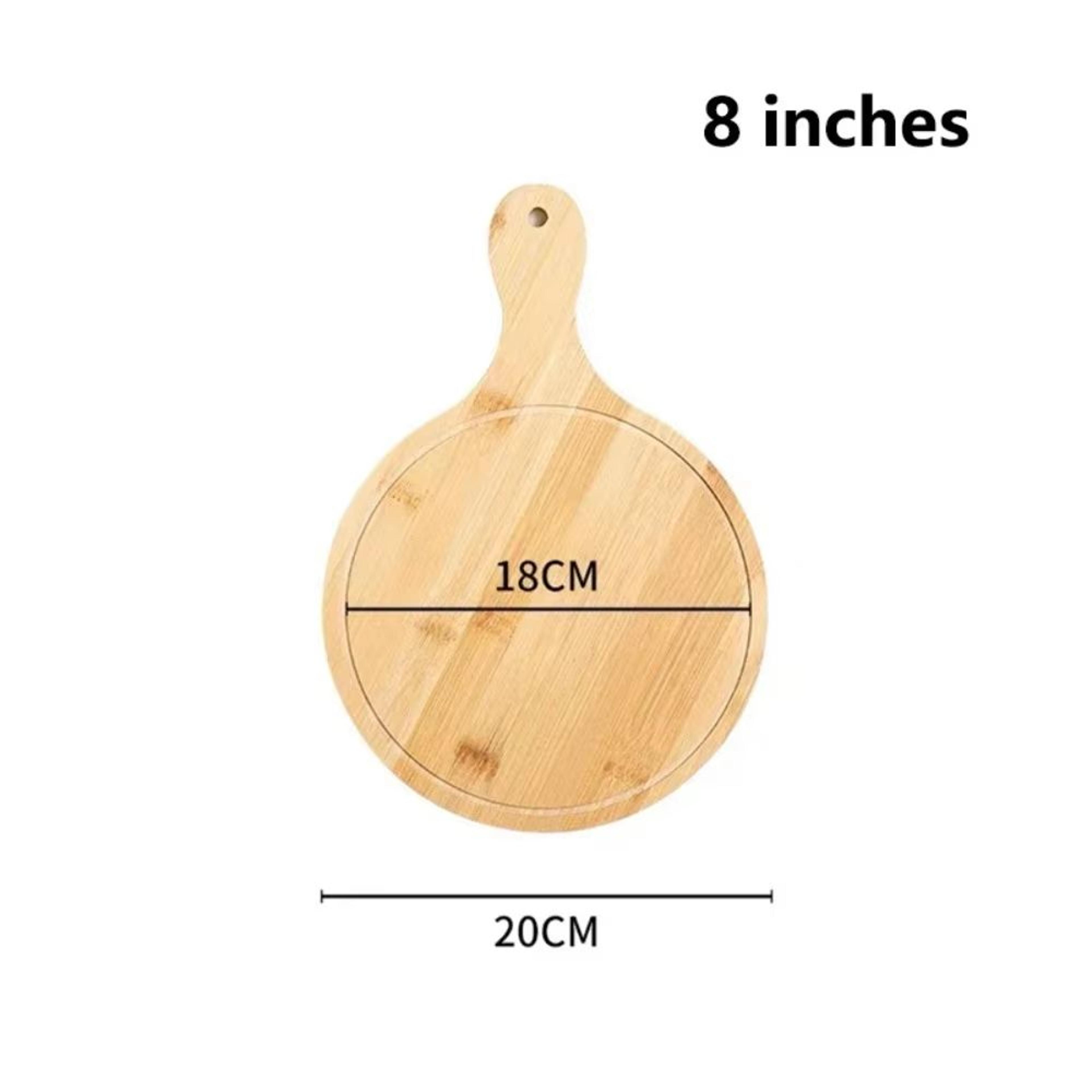 Round Bamboo Pizza Board With Handle 610in MultiUse Serving  Cutting Tray 6