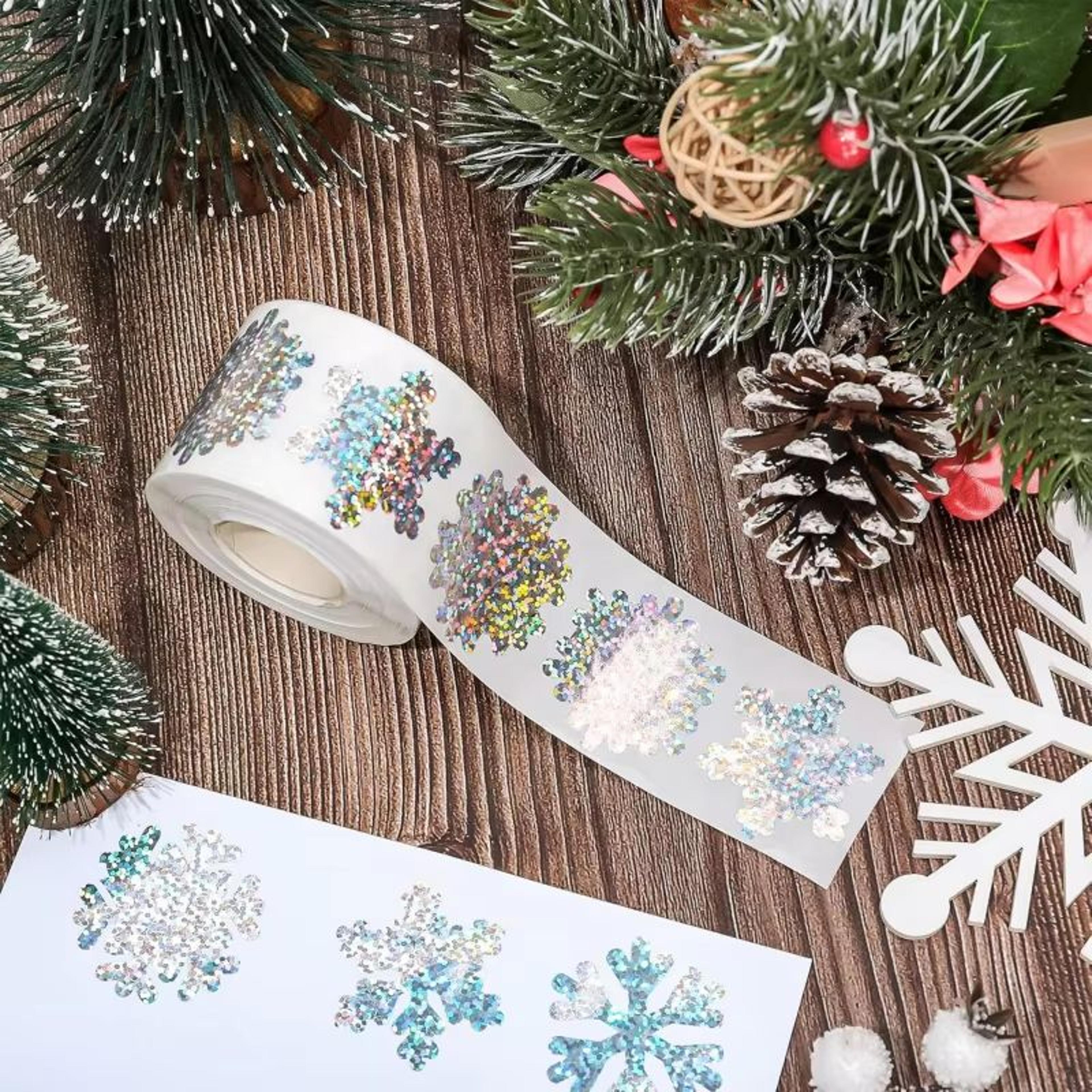 500Piece Laser Christmas Snowflake Stickers Waterproof SelfAdhesive Holiday Decorations 1