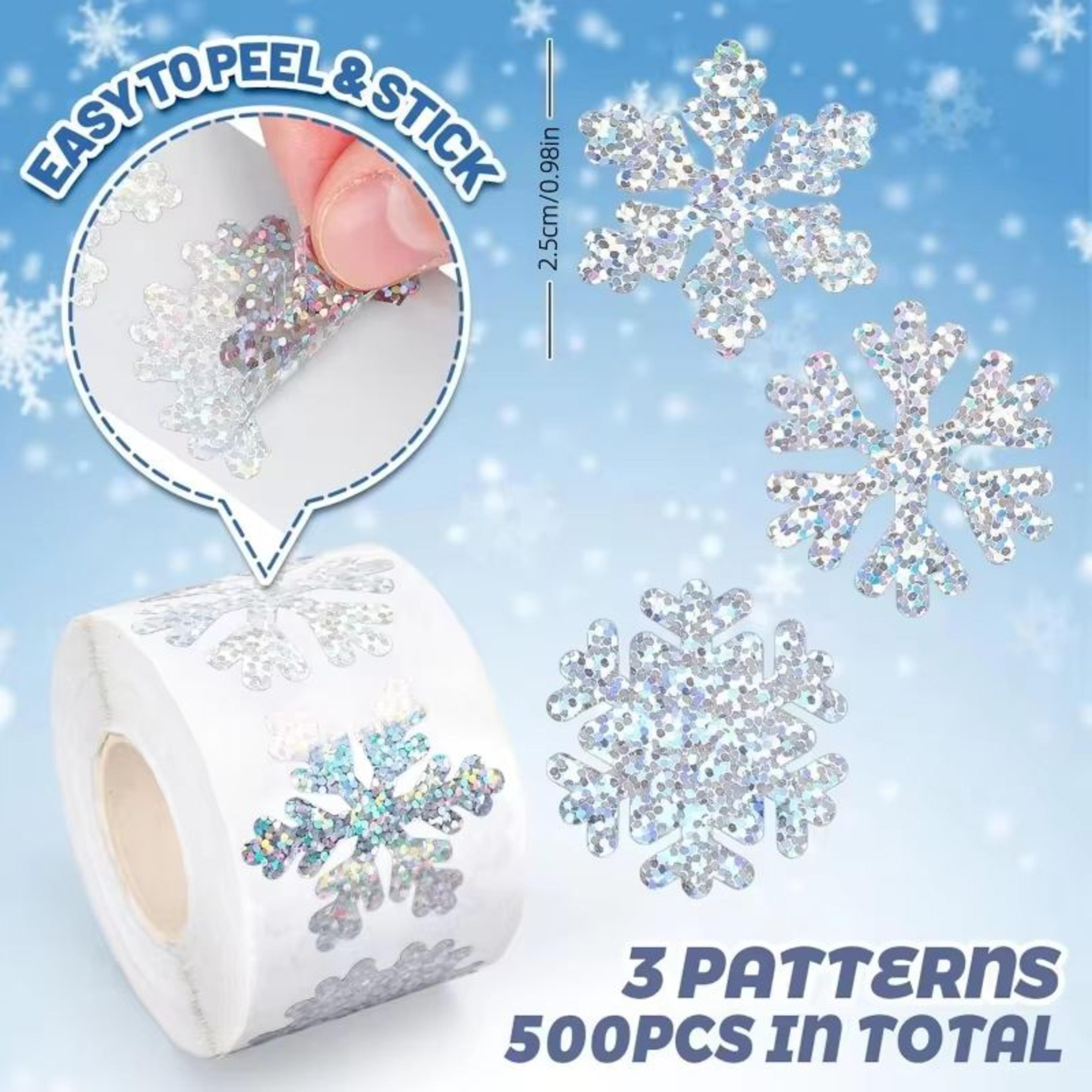 500Piece Laser Christmas Snowflake Stickers Waterproof SelfAdhesive Holiday Decorations 5
