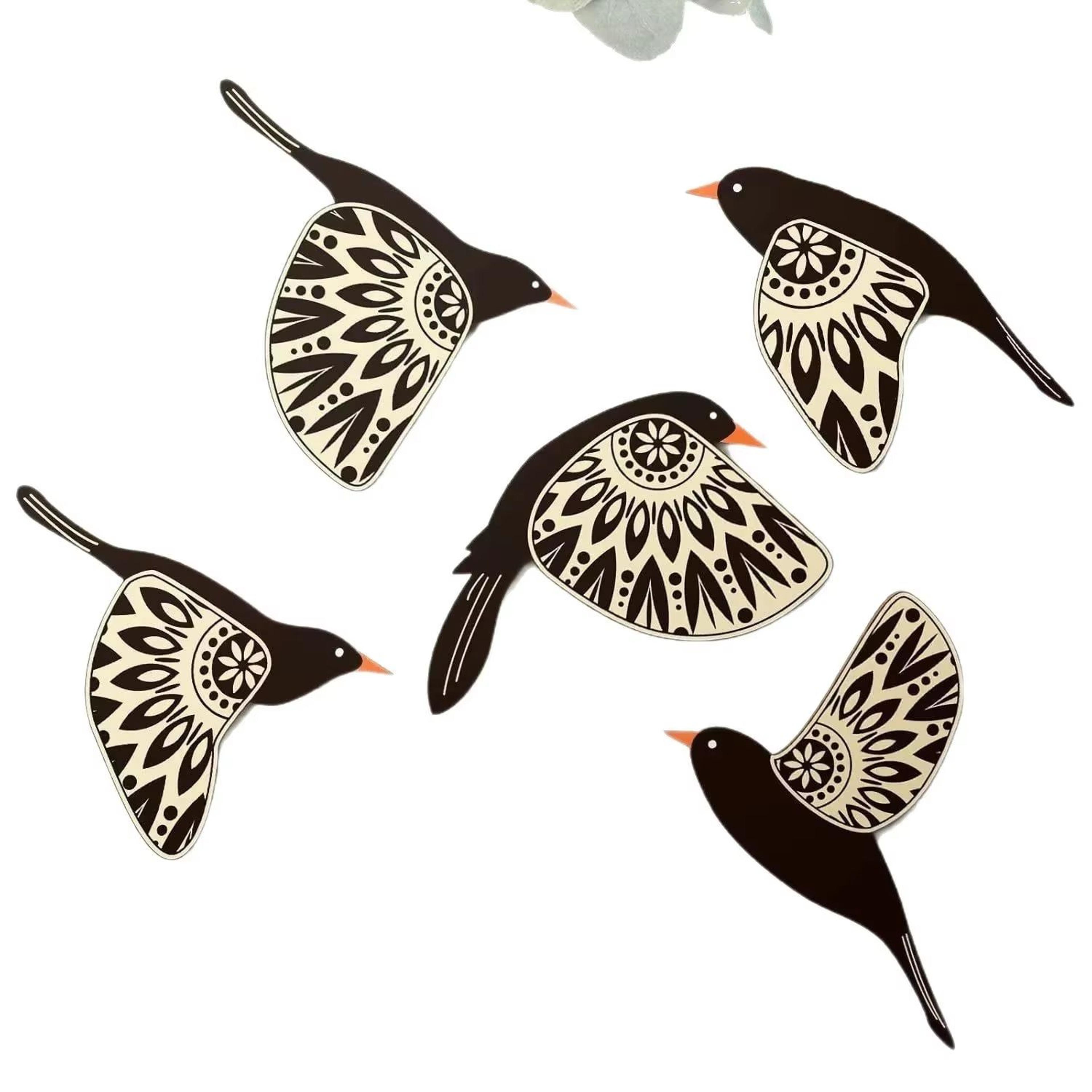 5pc Wooden Black Bird Wall Decor Vintage Gothic Raven Silhouettes For Home And Garden 6