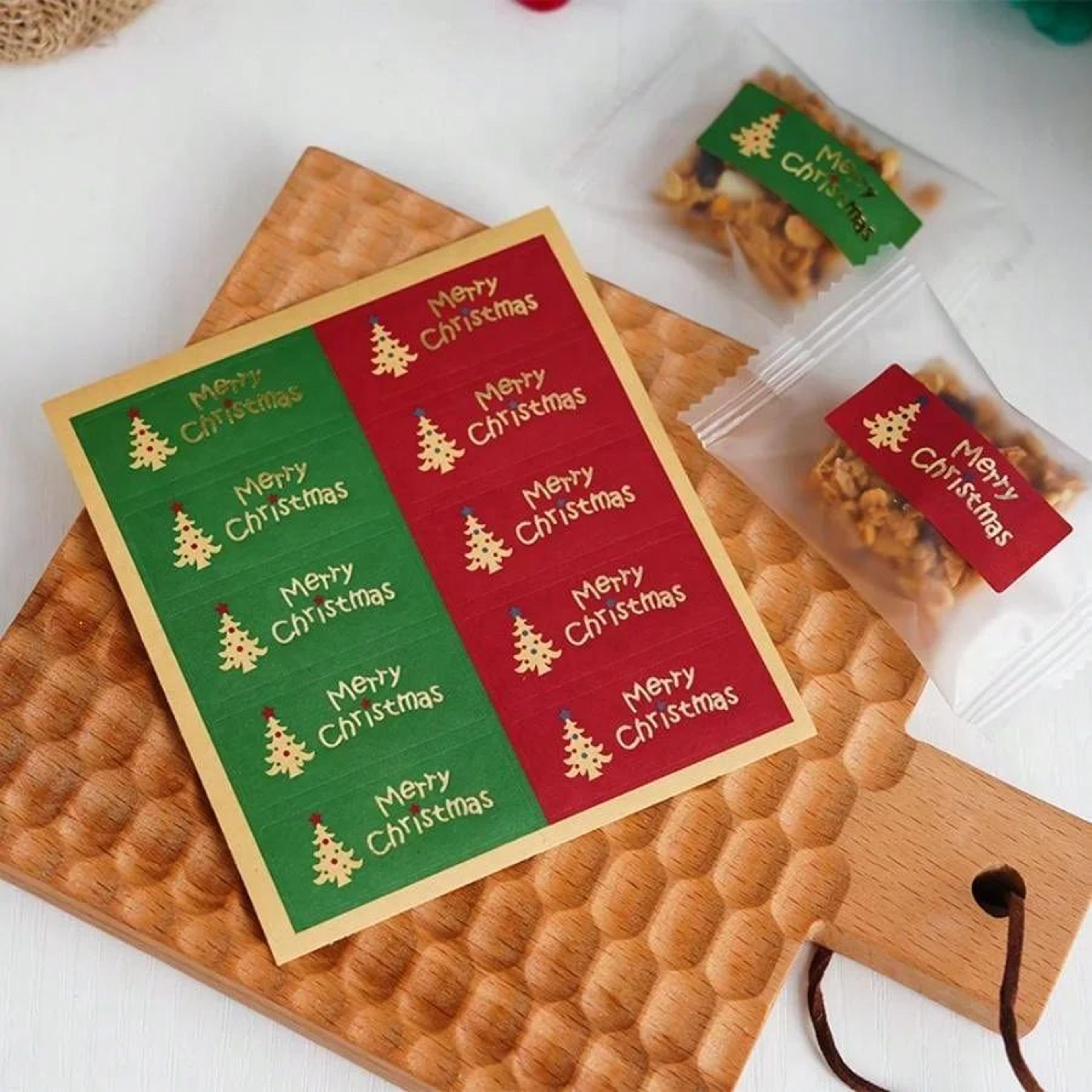50Piece Vintage Kraft Christmas Tree Sealing Stickers With Hot Stamping 1