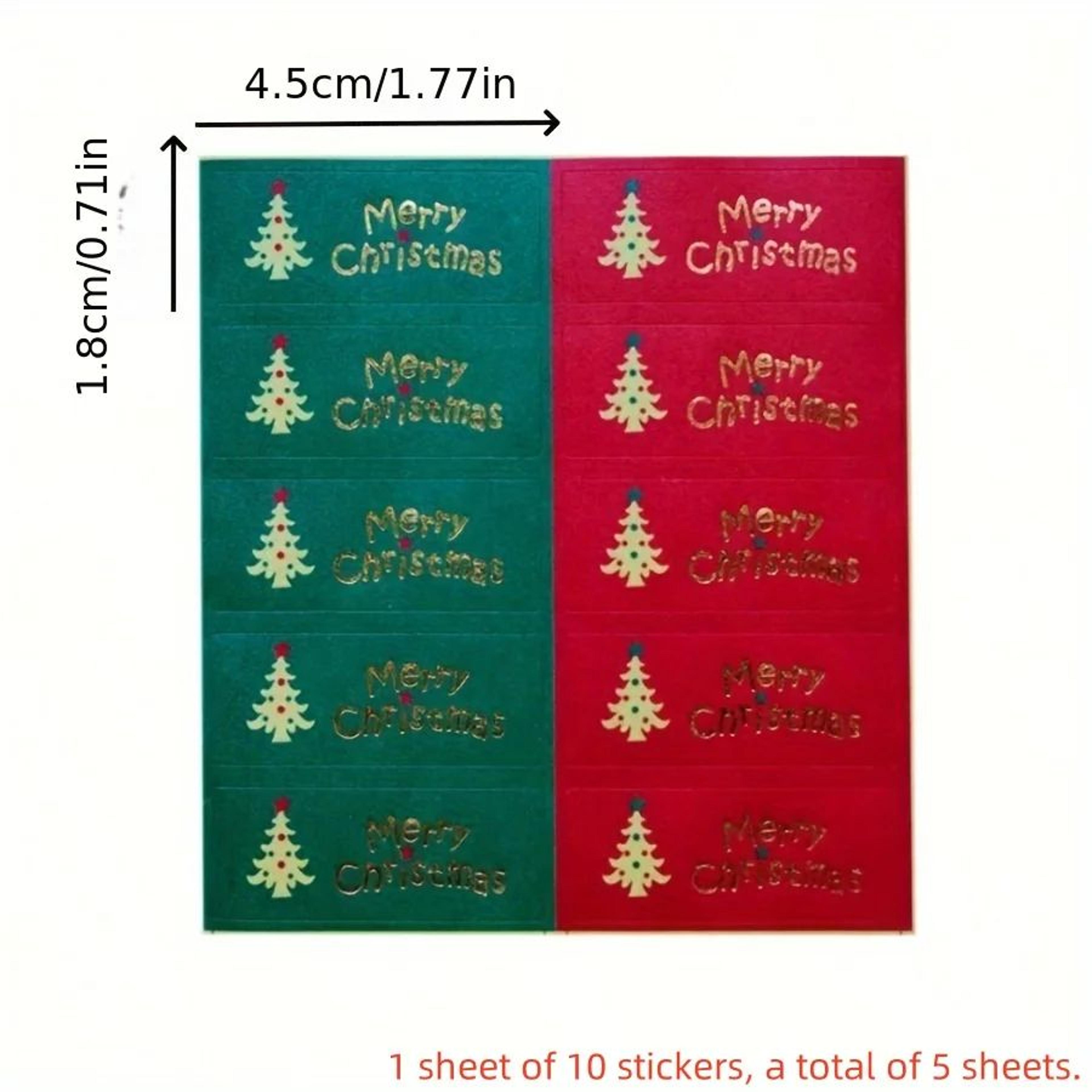 50Piece Vintage Kraft Christmas Tree Sealing Stickers With Hot Stamping 4