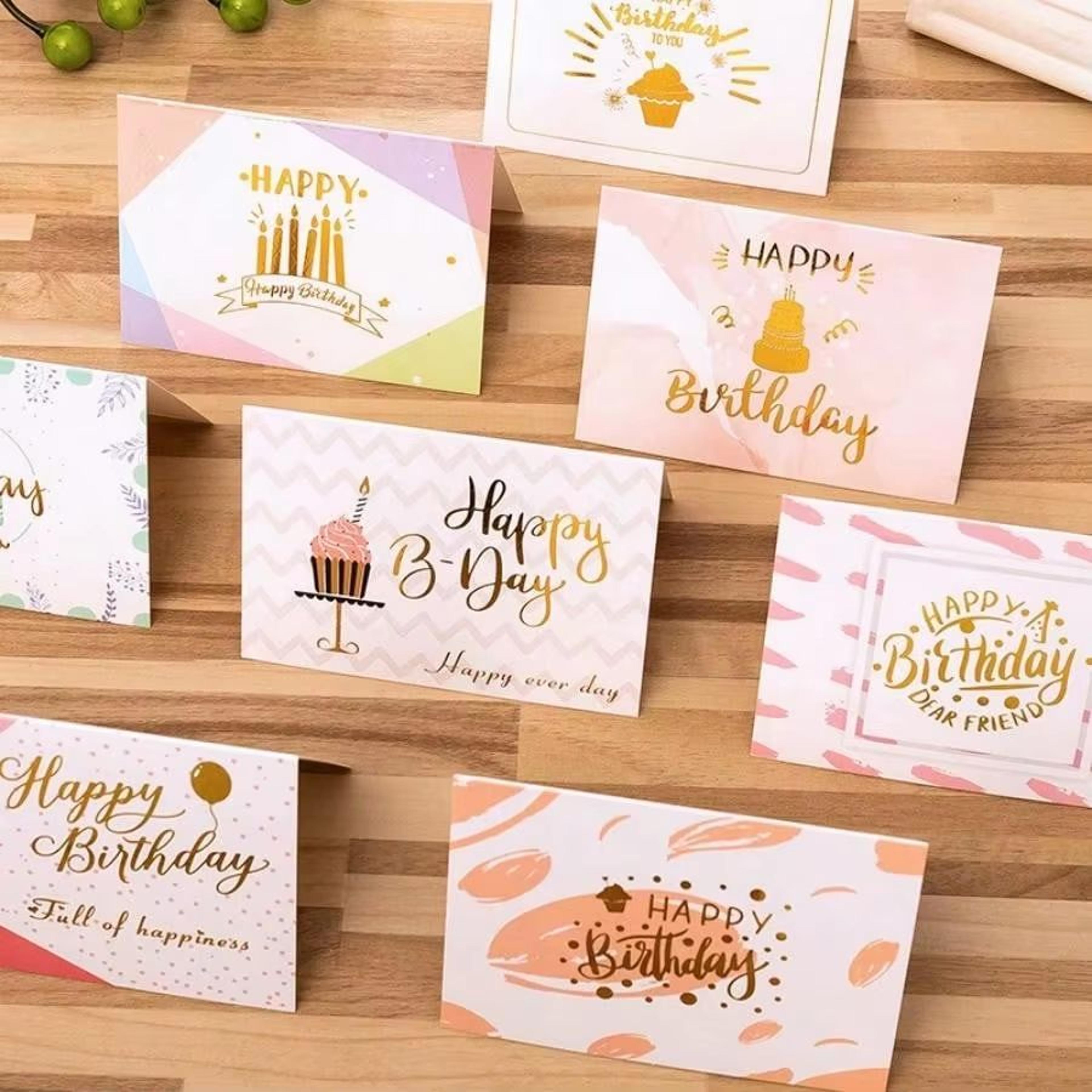 10-piece happy birthday greeting cards (random styles) folded party message cards