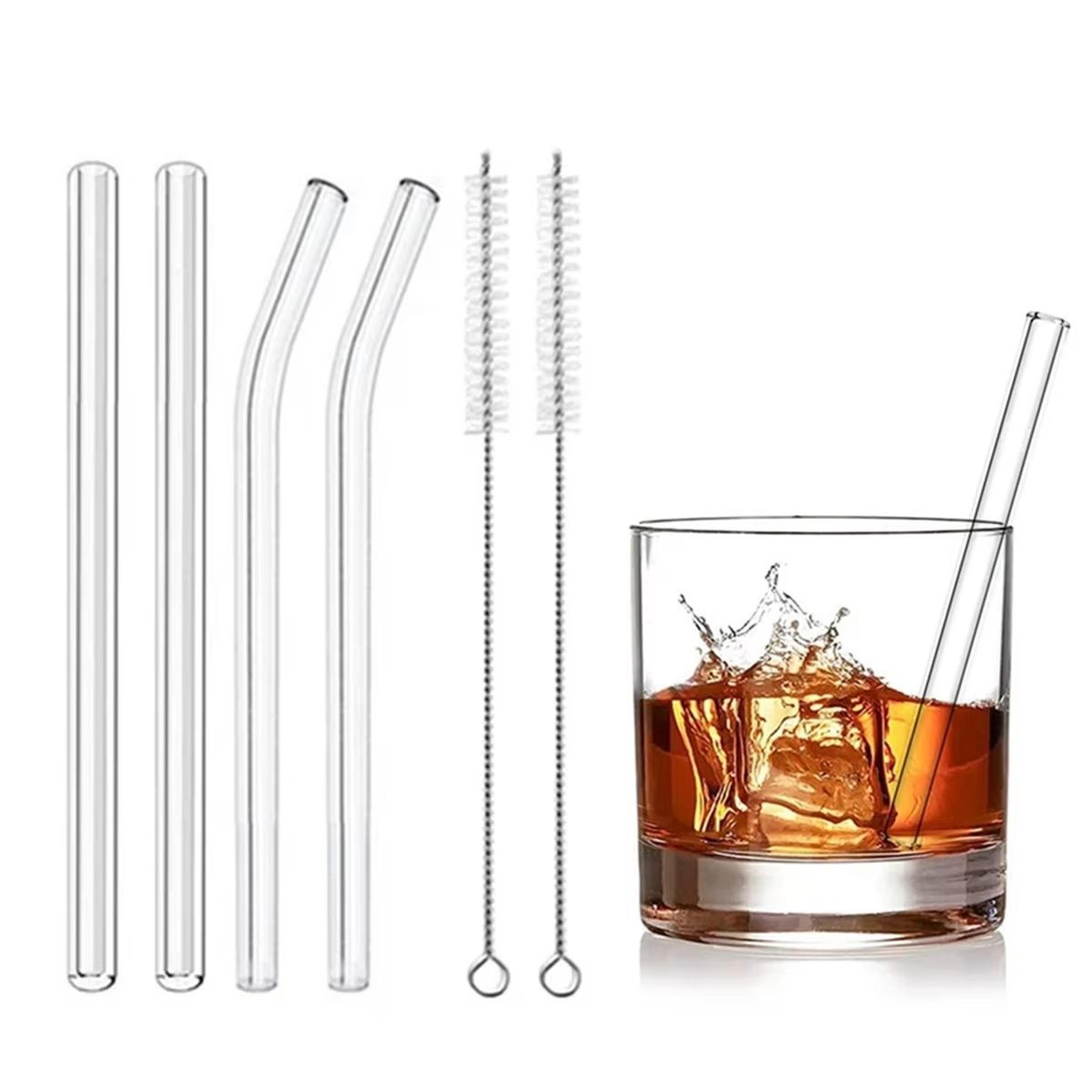 Premium Reusable Glass Straws Set With Cleaning Brushes 0