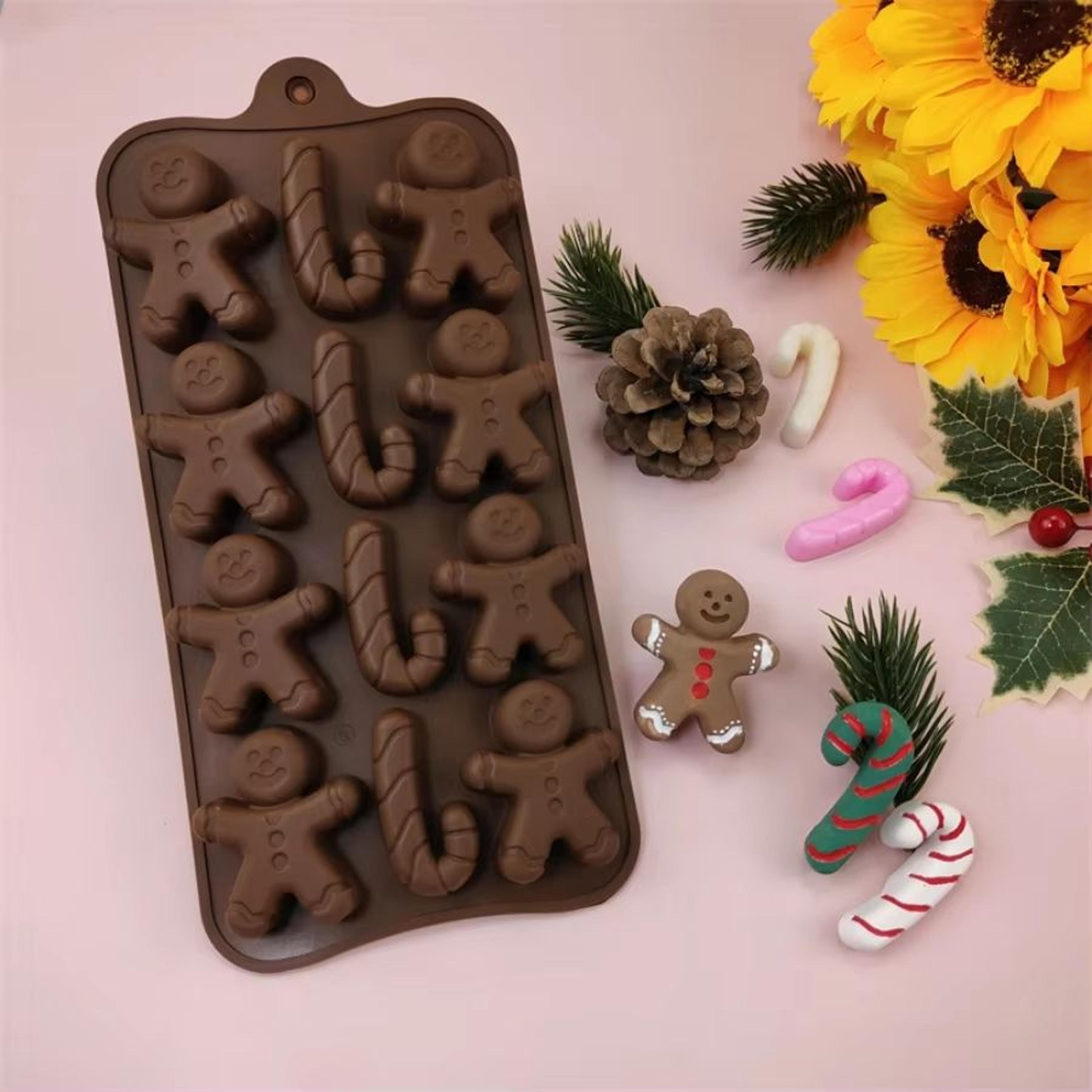 Christmas Baking Chocolate Molds Set  Gingerbread Man  Cane Shapes 4