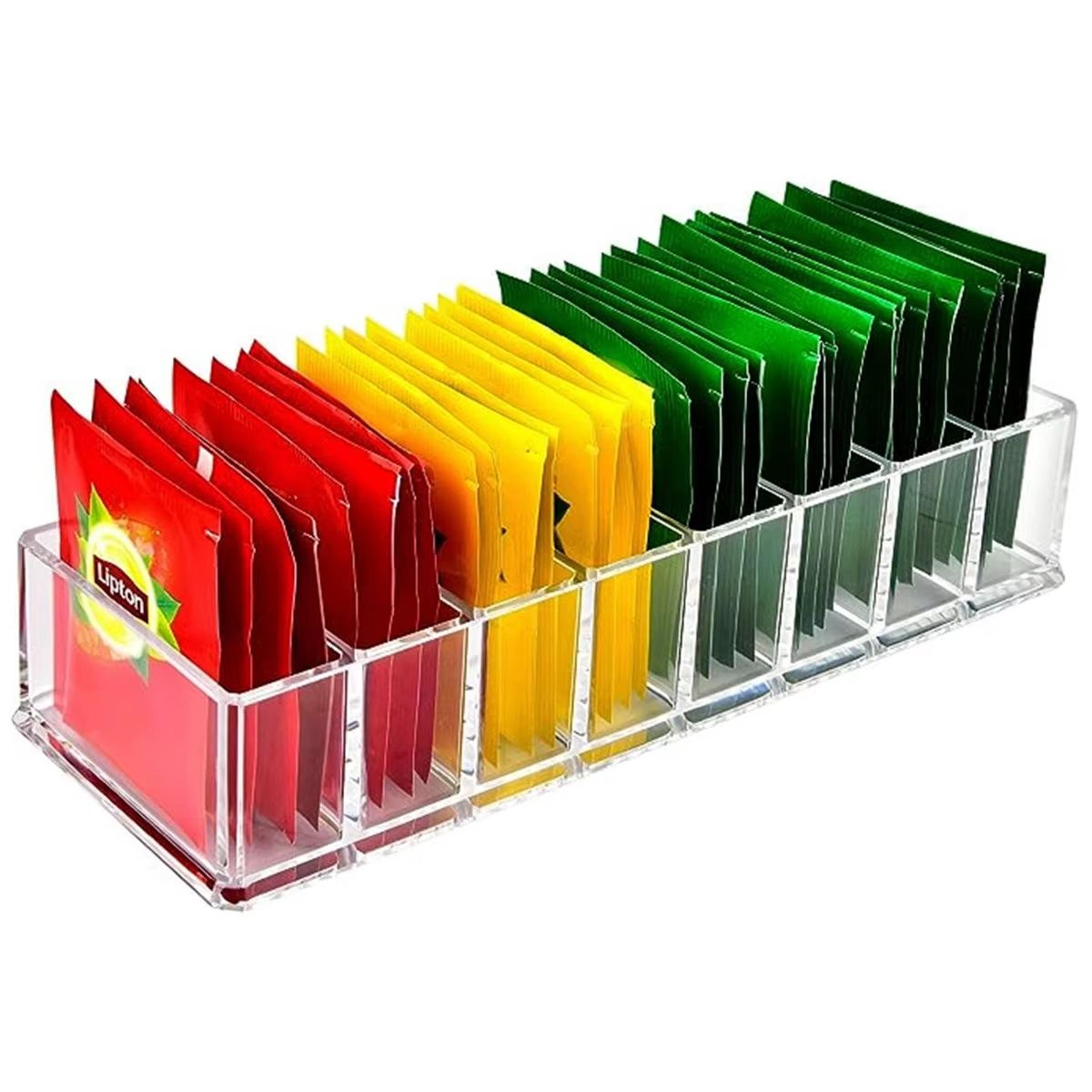 Acrylic 8Compartment Storage Box For Tea Bags Coffee  Small Accessories 6