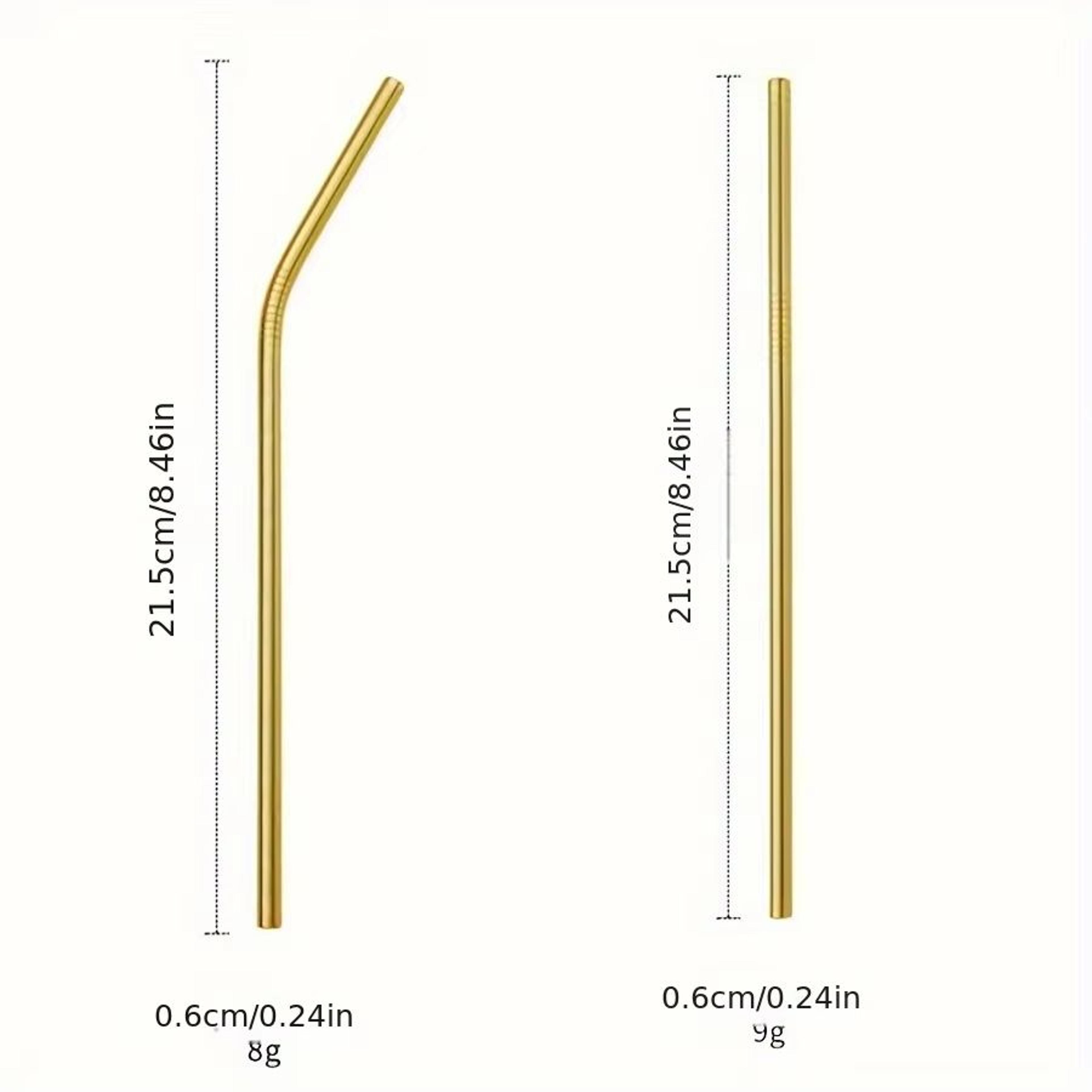 Set Of 4 Reusable Gold Metal Straws For Milk Tea Coffee Juice 5