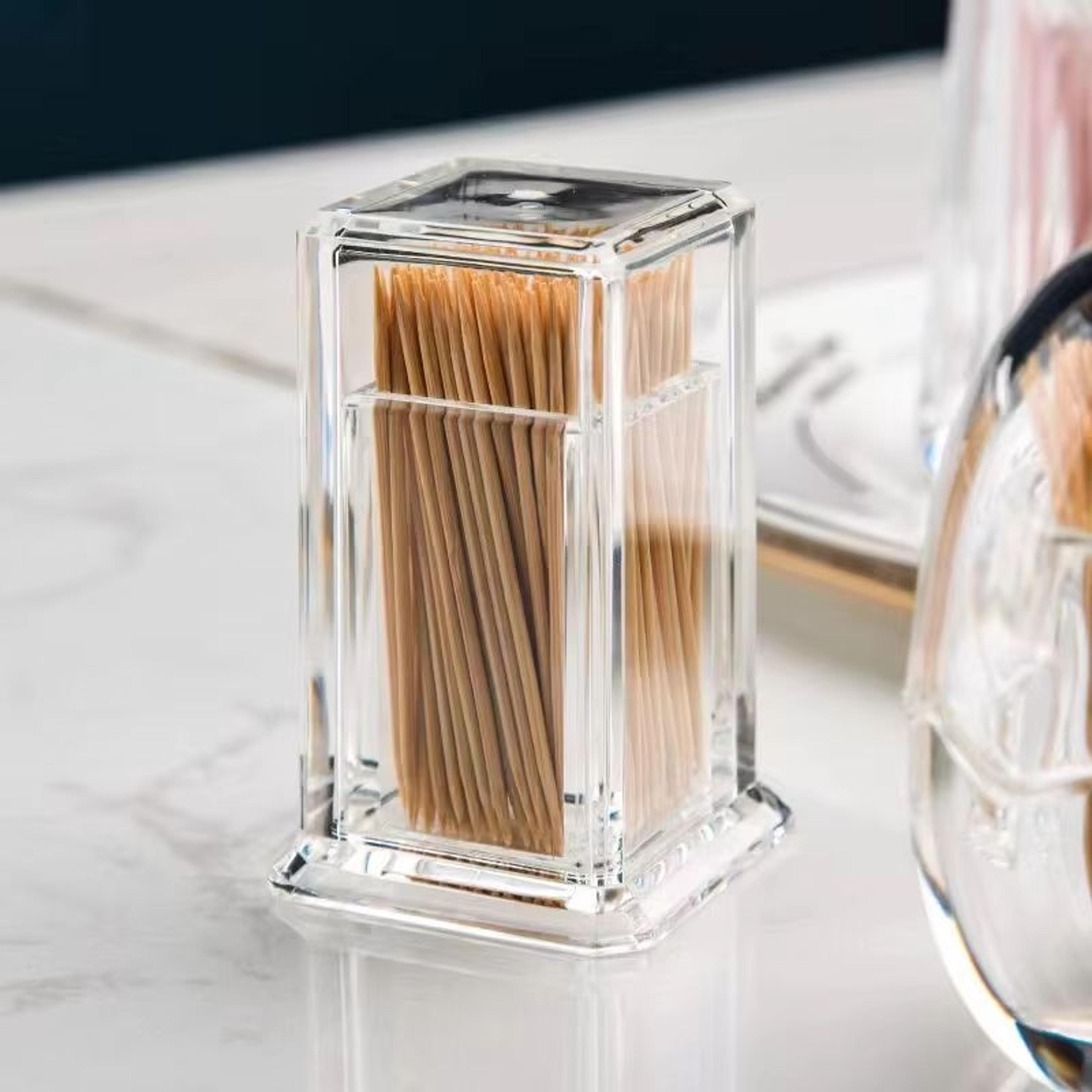 Thickened Clear Acrylic Toothpick Storage Box With Lid 0