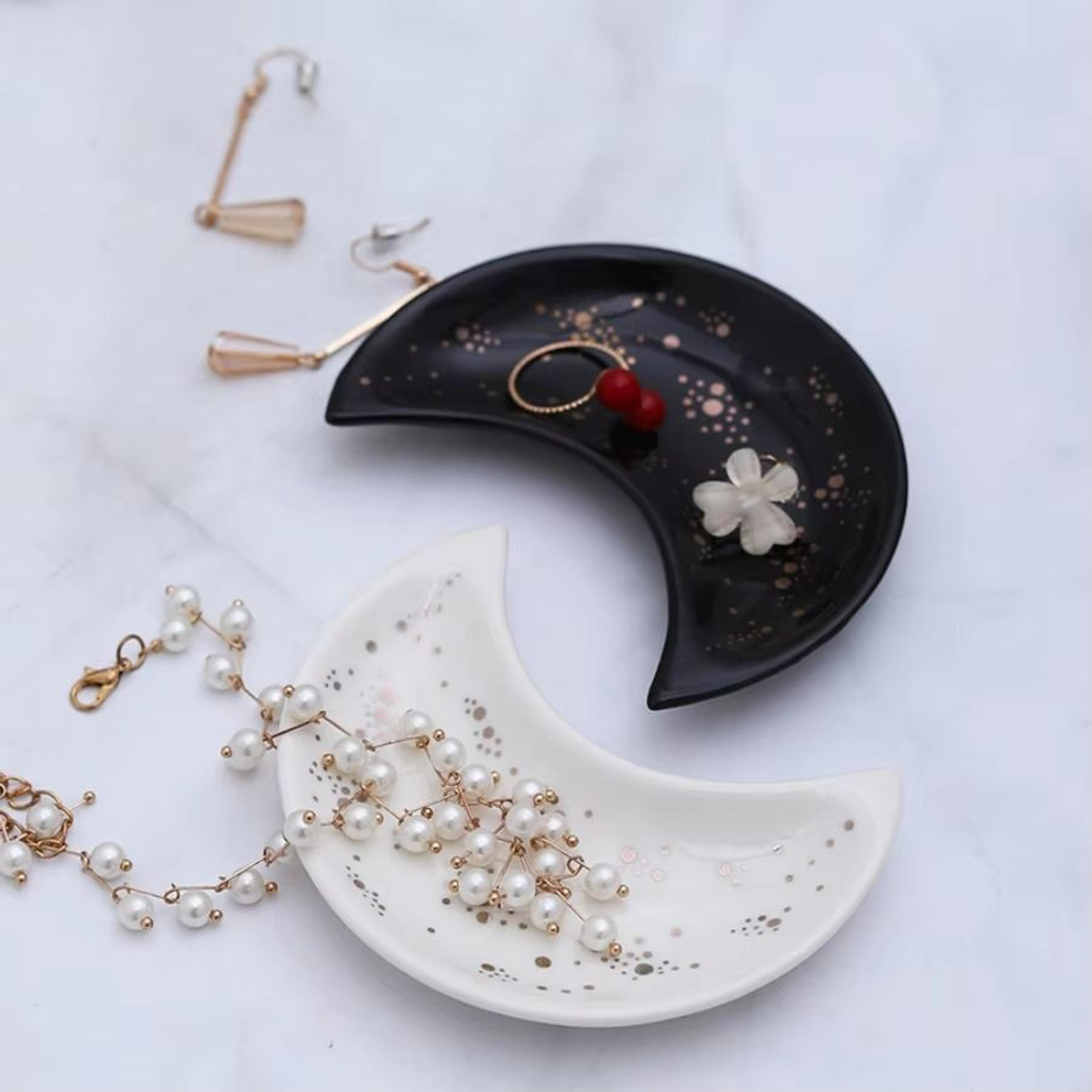 Crescent Moon Ceramic Jewelry Dish For Ramadan Eid Home Decoration 2