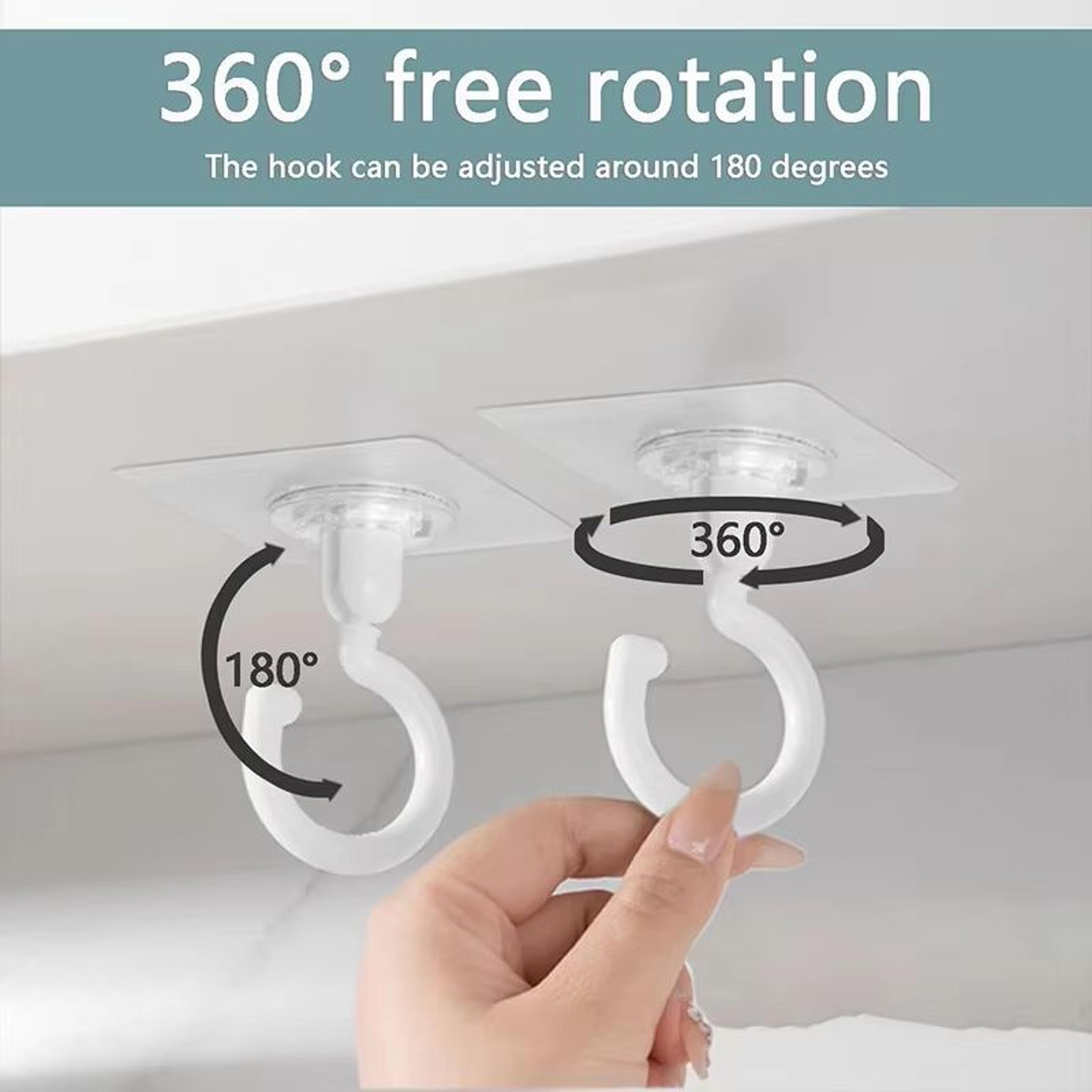 NoDrill Rotating Ceiling Hooks 3Pack Adhesive Wall And Door Hangers 1