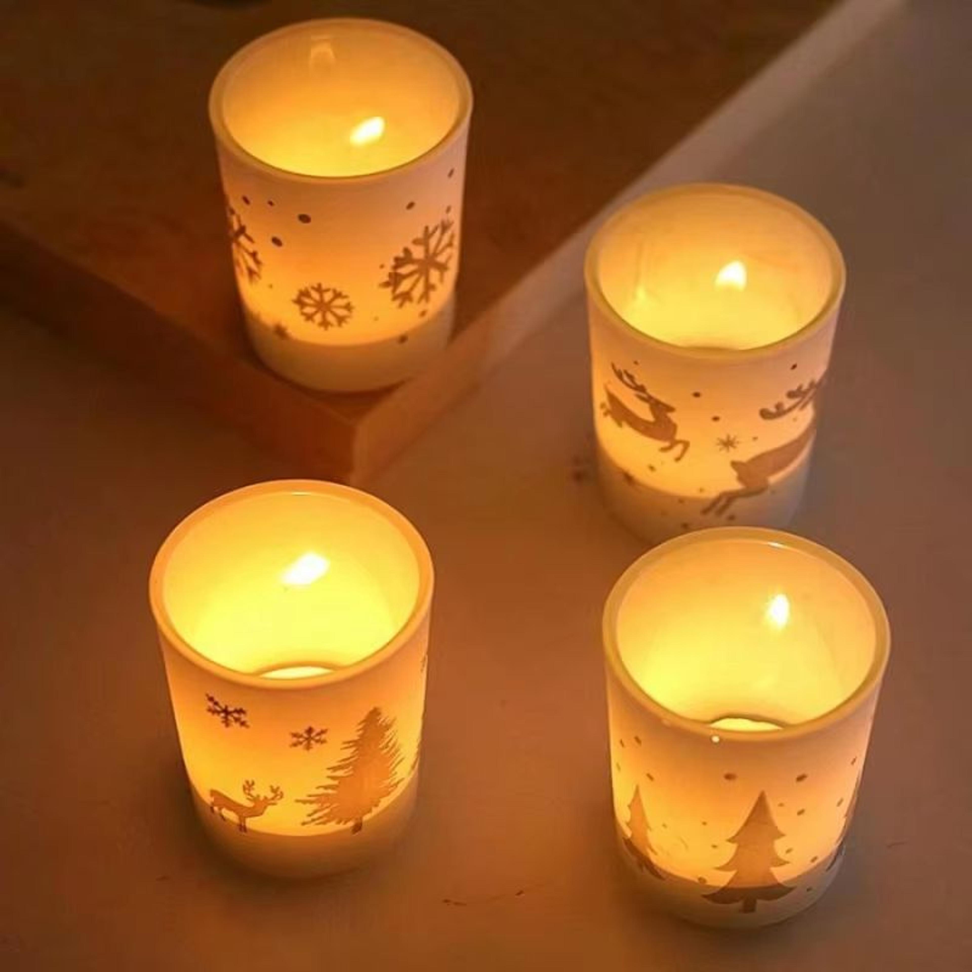 Mini Christmas Tree And Elk Glass Candle Holder Small Holiday Decoration Ornament 4