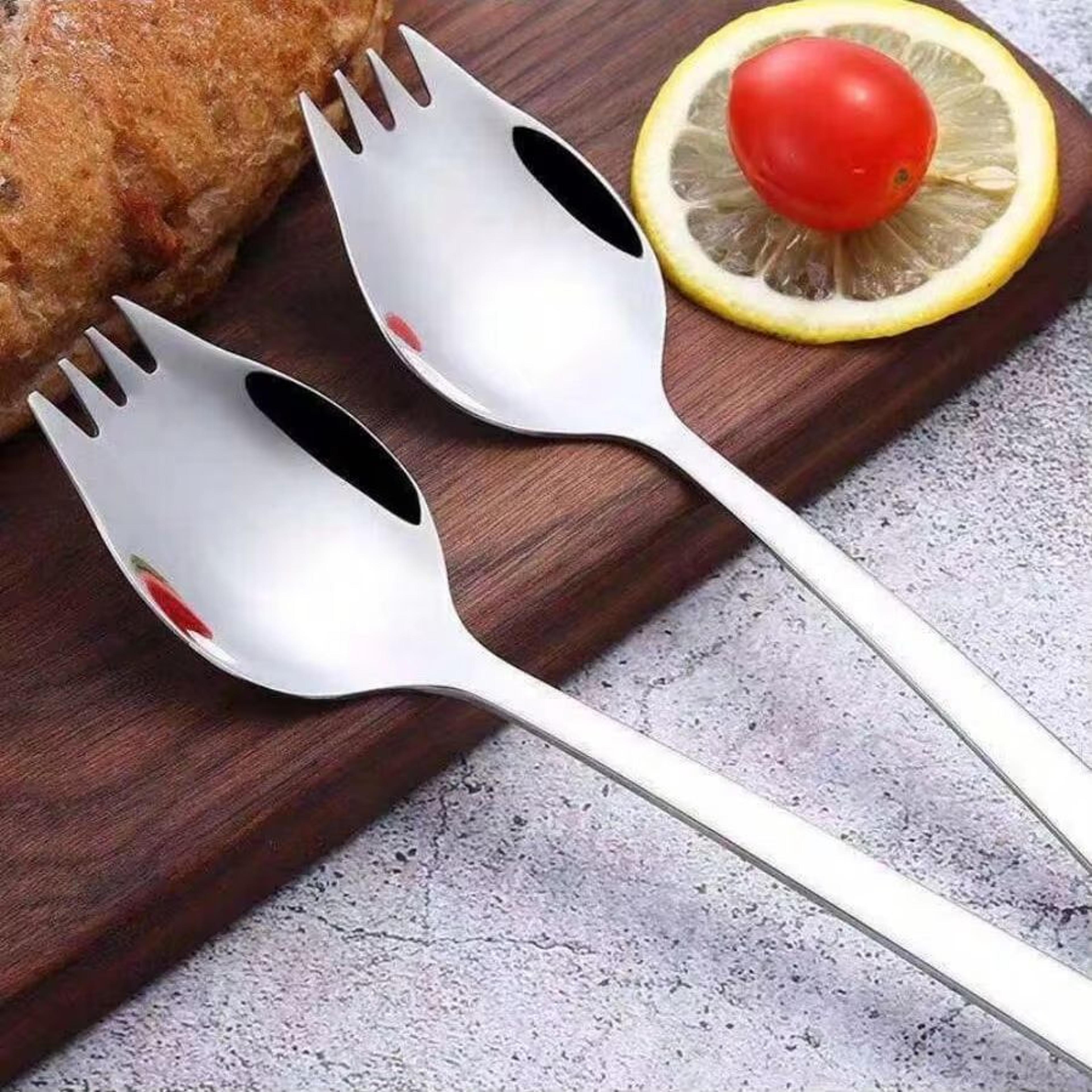 MultiFunctional Stainless Steel Spoon  Fork Set  Tableware For Noodles Fruit  Salad 0