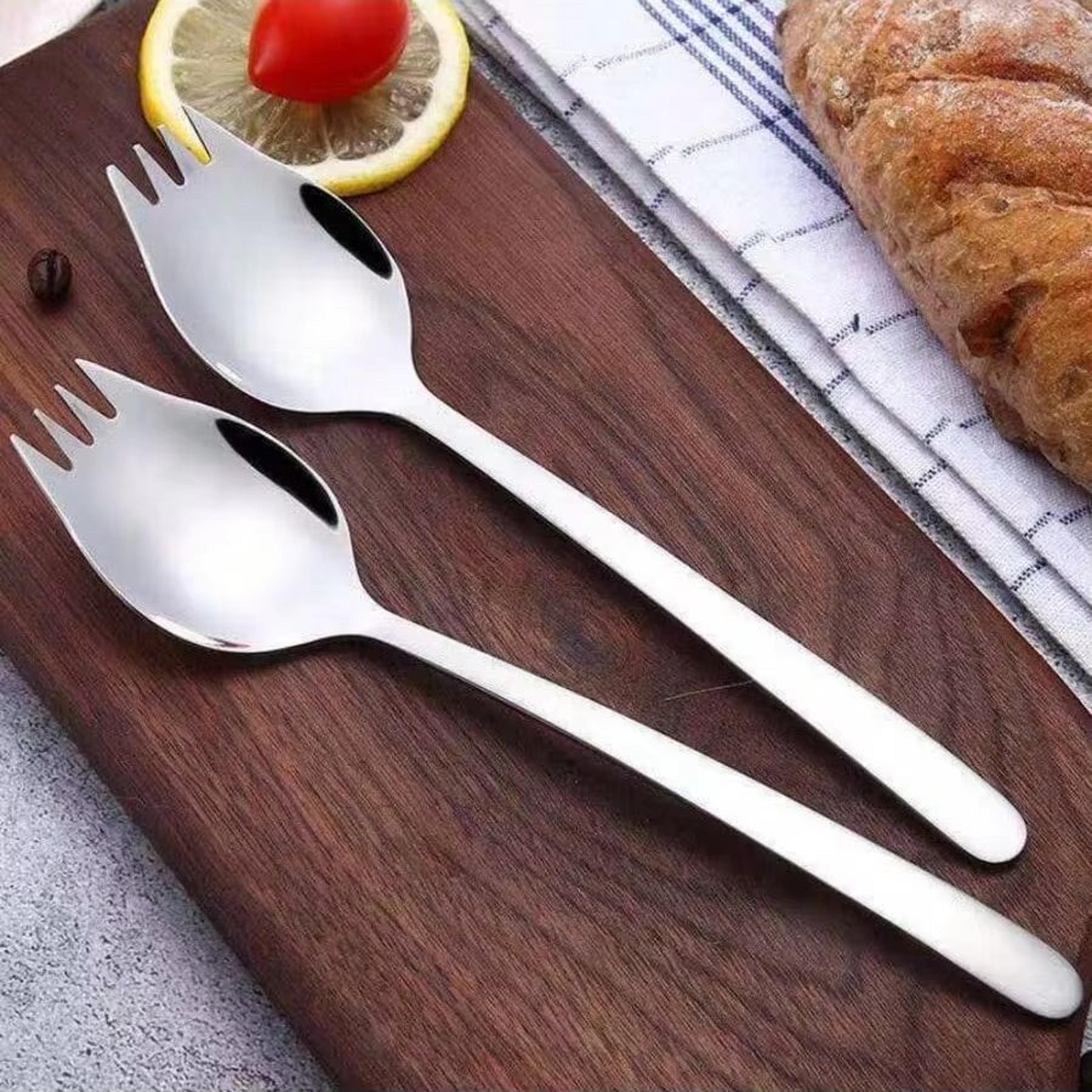 MultiFunctional Stainless Steel Spoon  Fork Set  Tableware For Noodles Fruit  Salad 1