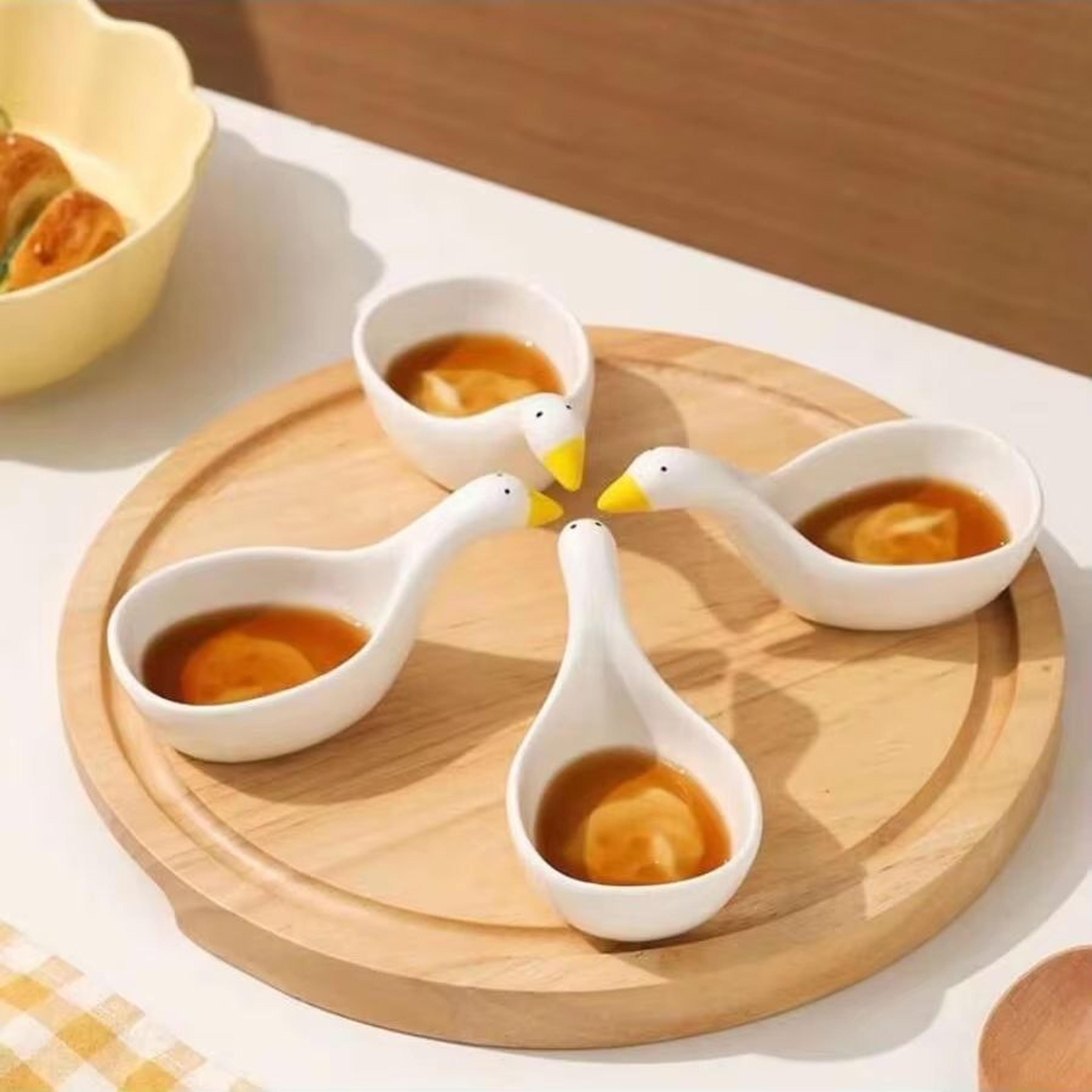 Swan Shaped Ceramic Sauce Plate  Elegant Dipping  Seasoning Dish For Kitchen  Table 3