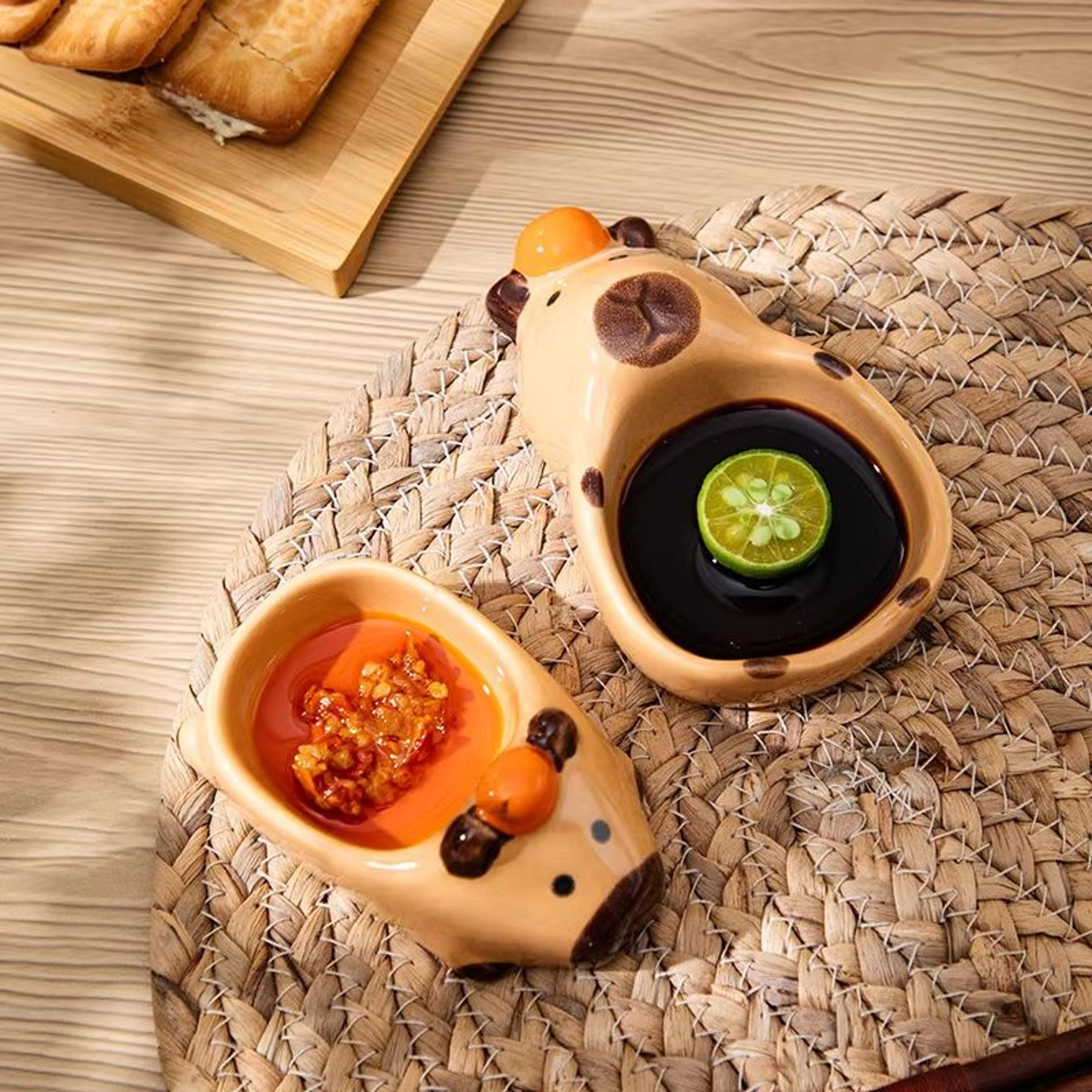 HandPainted Capybara Dipping Bowl 31in Ceramic Sauce Dish For Condiments And Snacks 1