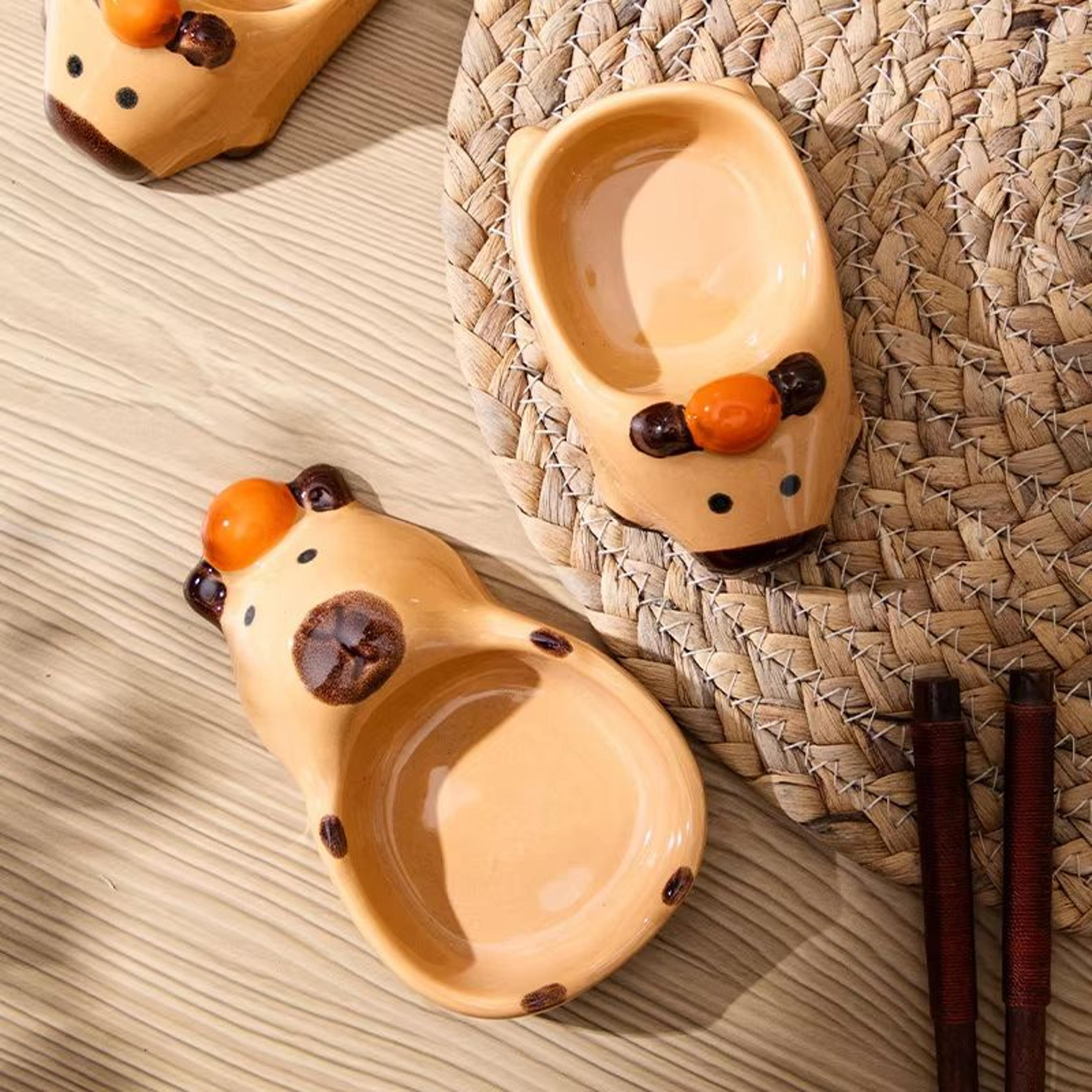 HandPainted Capybara Dipping Bowl 31in Ceramic Sauce Dish For Condiments And Snacks 2
