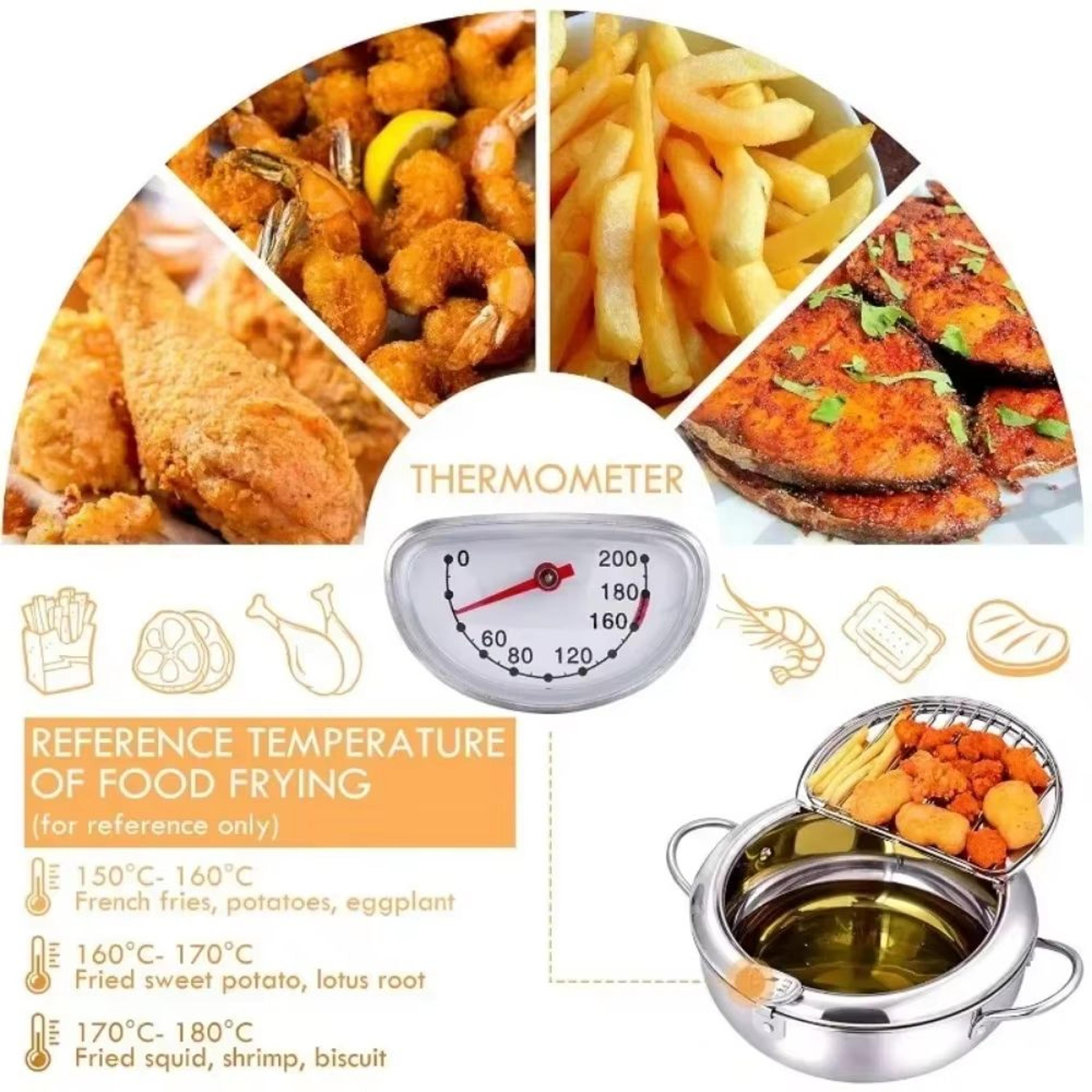 Stainless Steel Deep Fryer Pot With Thermometer And Oil Drip Drainer Rack Induction And Gas Ready T 2