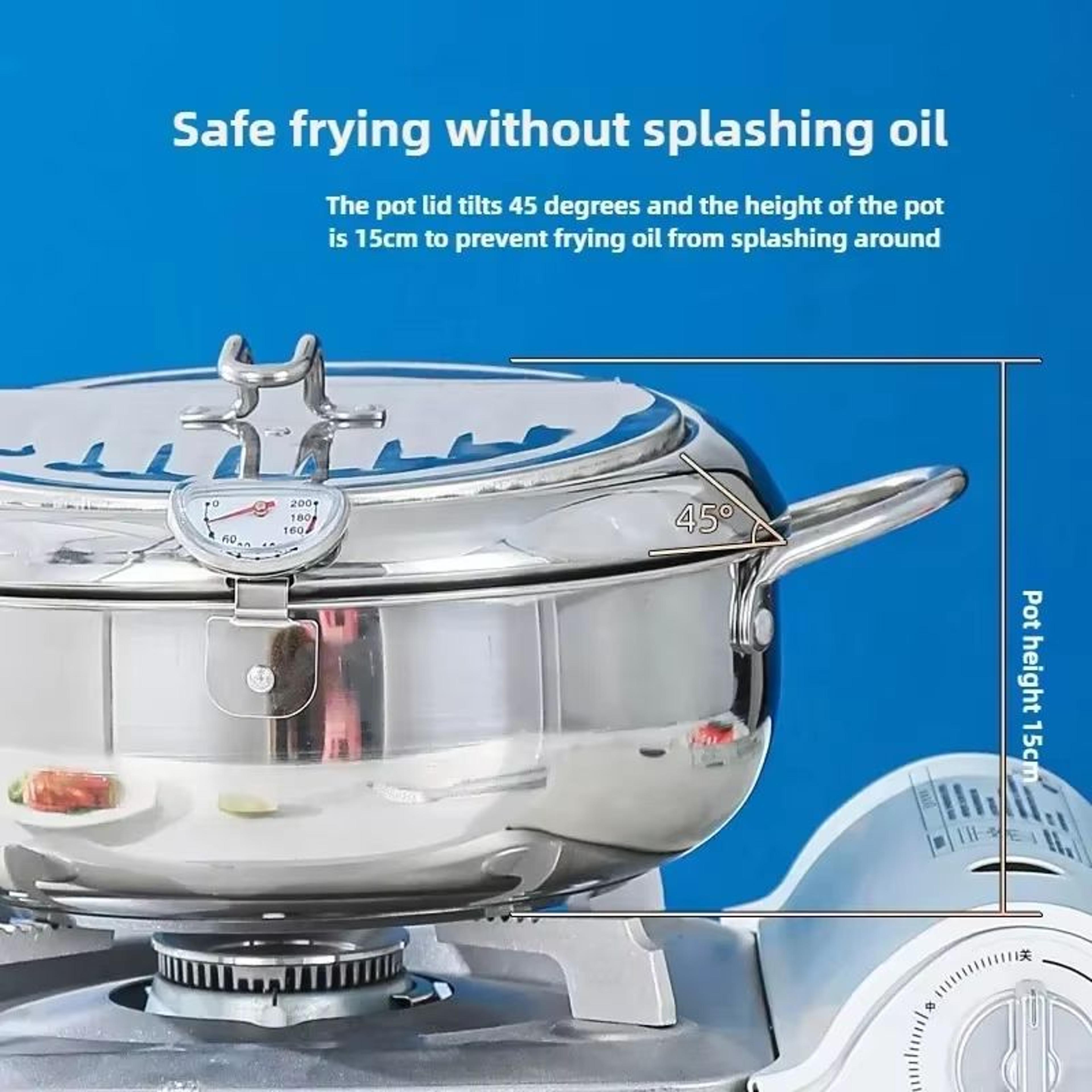 Stainless Steel Deep Fryer Pot With Thermometer And Oil Drip Drainer Rack Induction And Gas Ready T 5