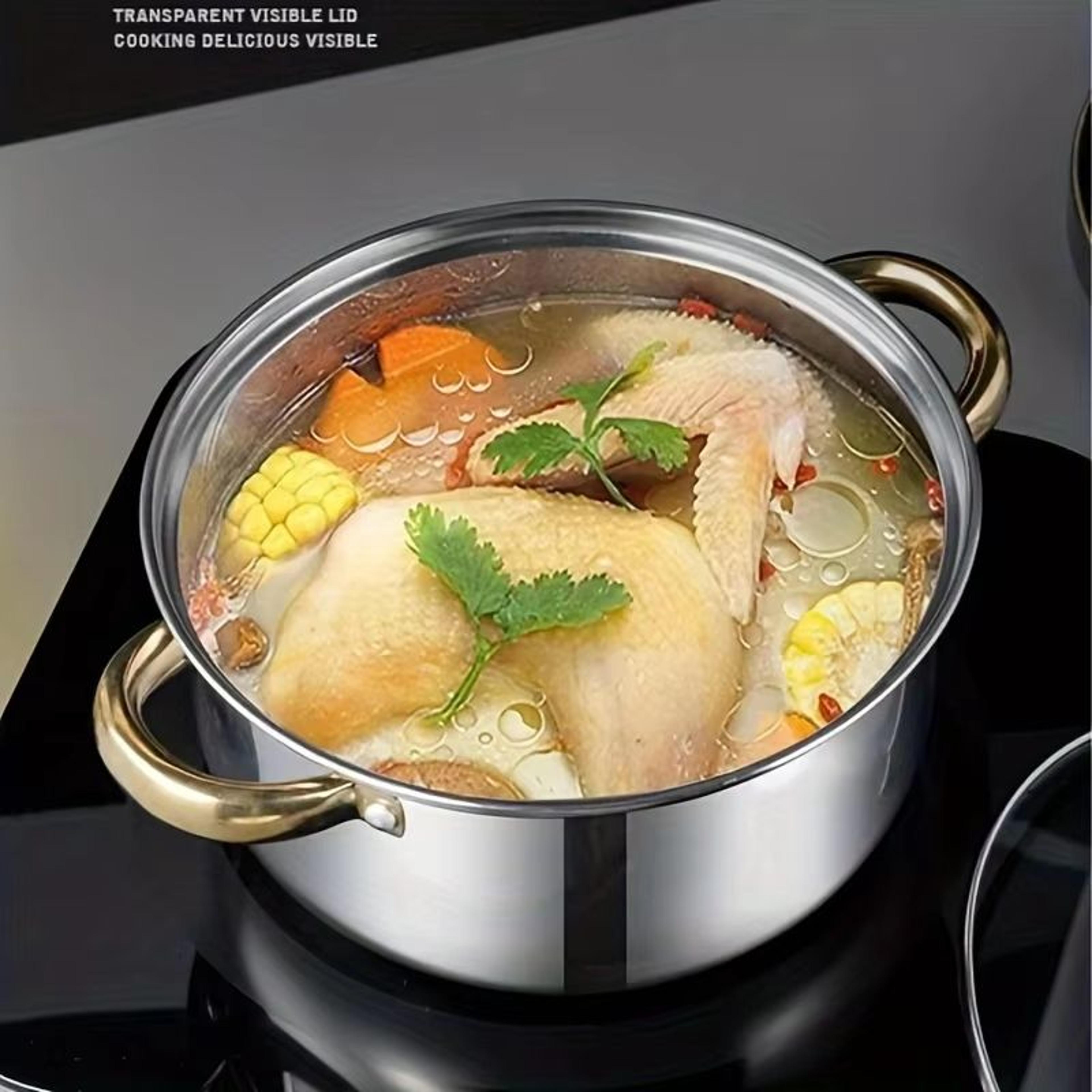 5Piece Golden Stainless Steel Cookware Set  NonStick ScratchResistant DishwasherSafe Pots And Pans 1