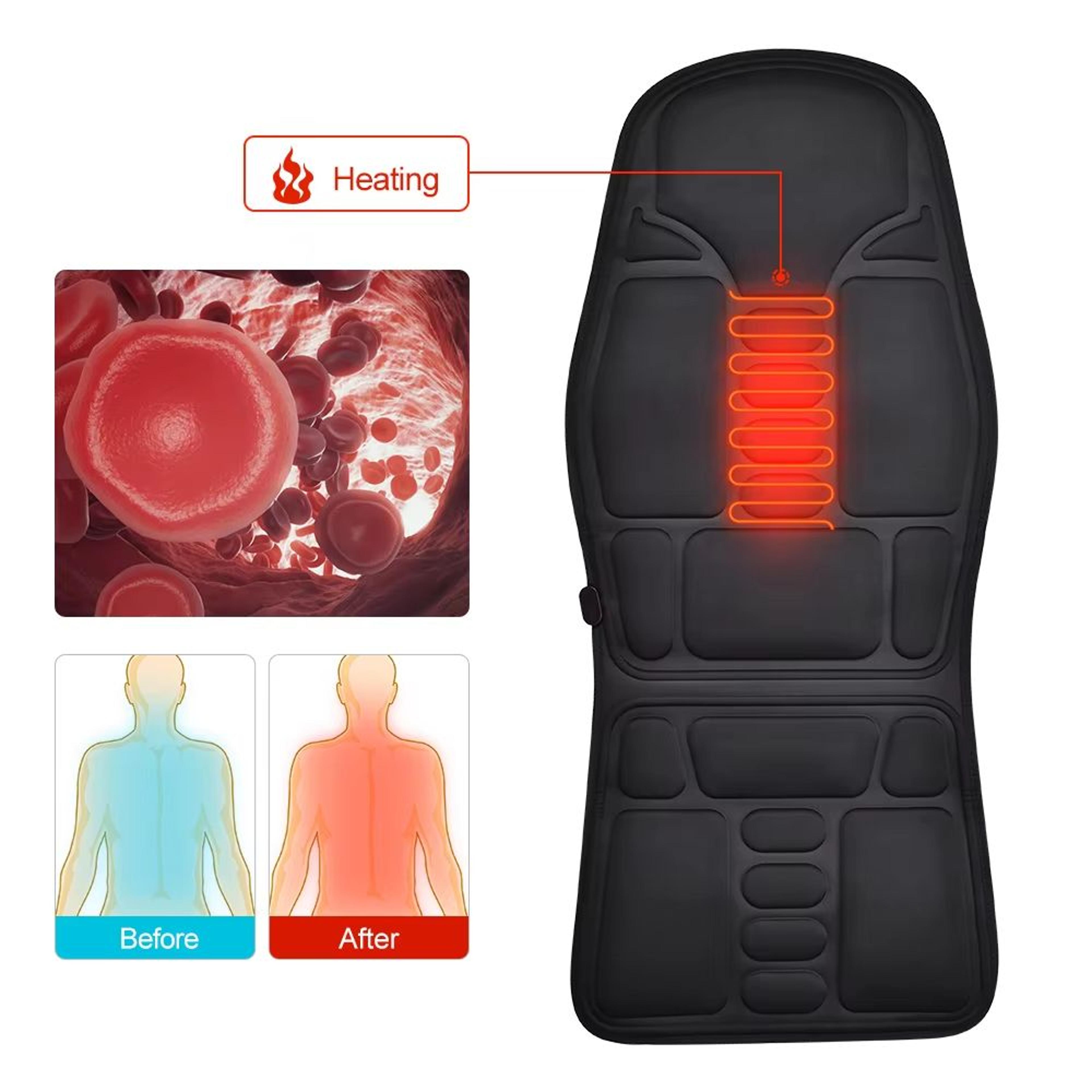 Electric Heated Vibrating Massage Chair Pad For Neck Back And Lumbar Relief 3
