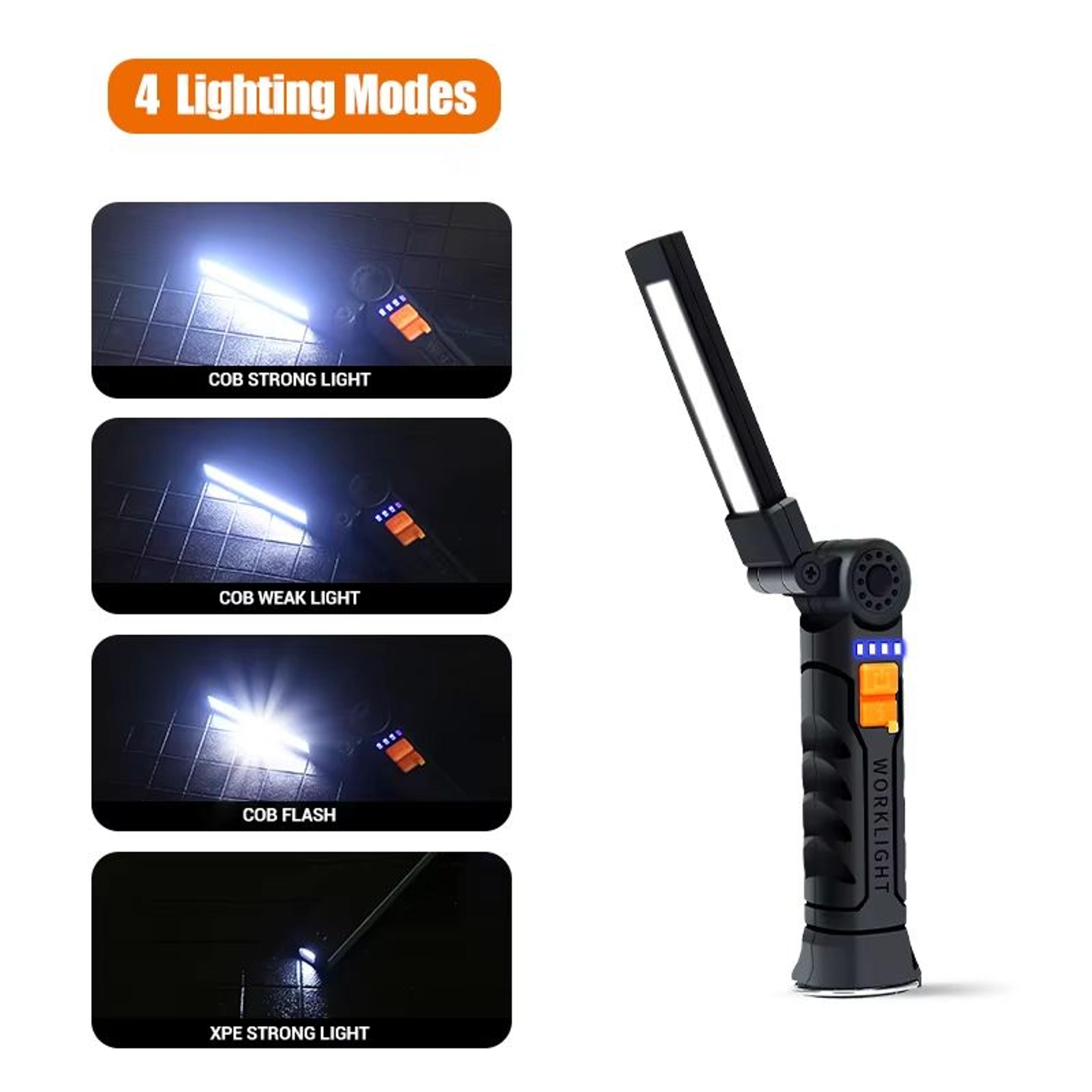 USB Rechargeable Dimmable COB LED Work Light With Magnet And Hook 10