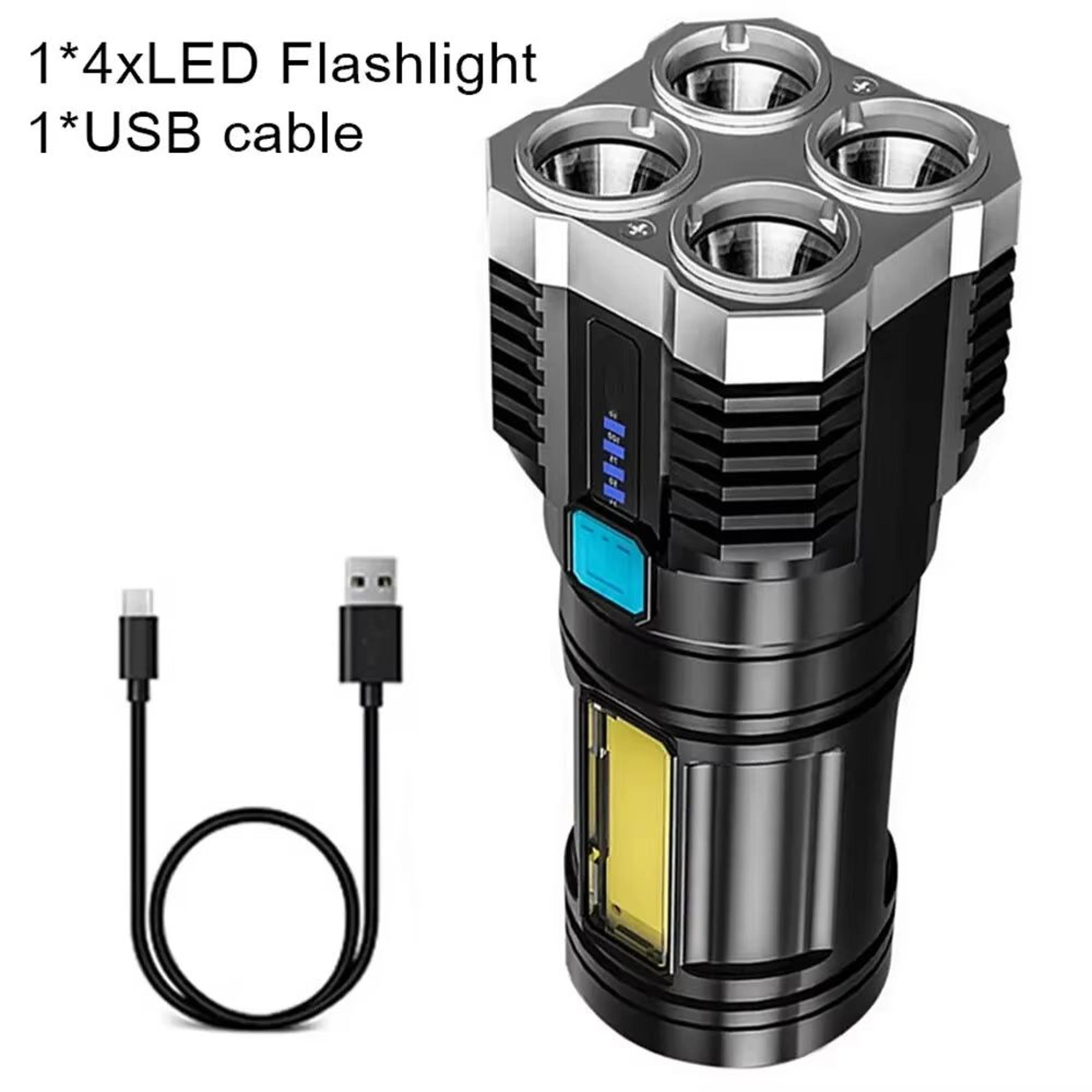 USB Rechargeable 4LED Mini Flashlight High Lumen Portable Torch 5