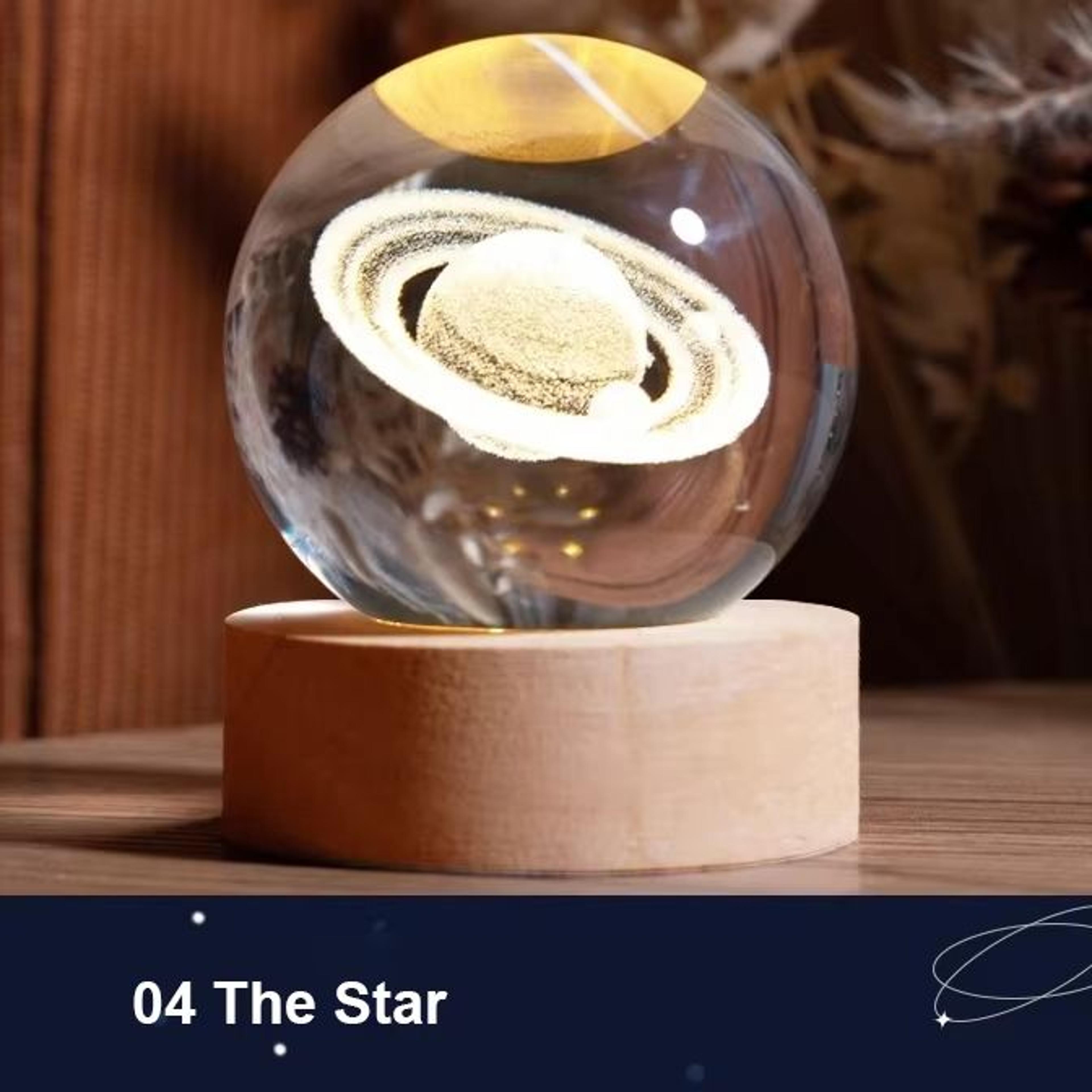 3D Crystal Earth Globe On Wooden Base  Solar System Galaxy Desktop Decoration And Gift 9