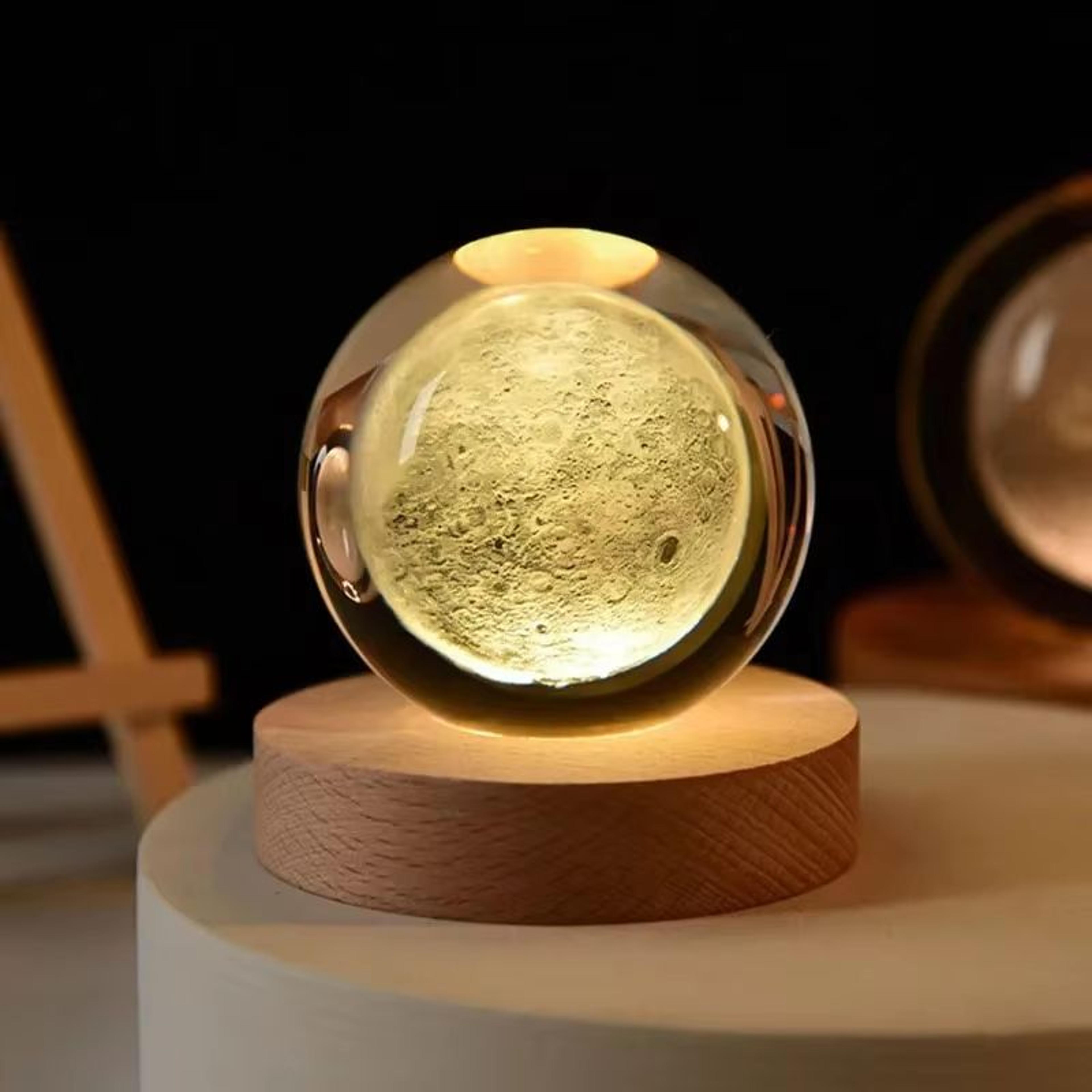 3D Crystal Earth Globe On Wooden Base  Solar System Galaxy Desktop Decoration And Gift 5