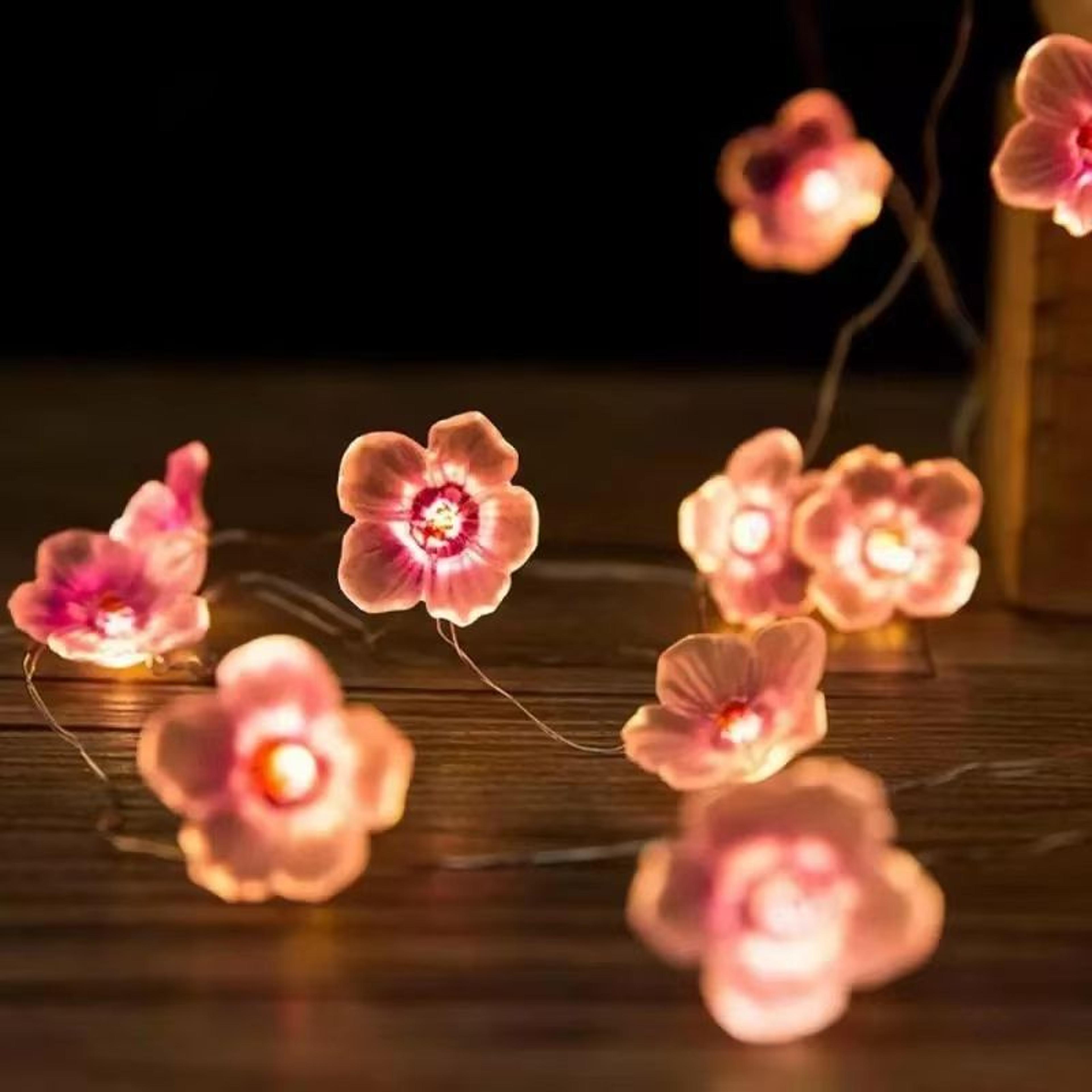 3 M 984 Ft Cherry Blossom Fairy String Lights With 30 LEDs  BatteryPowered Pink Flower Garland 4