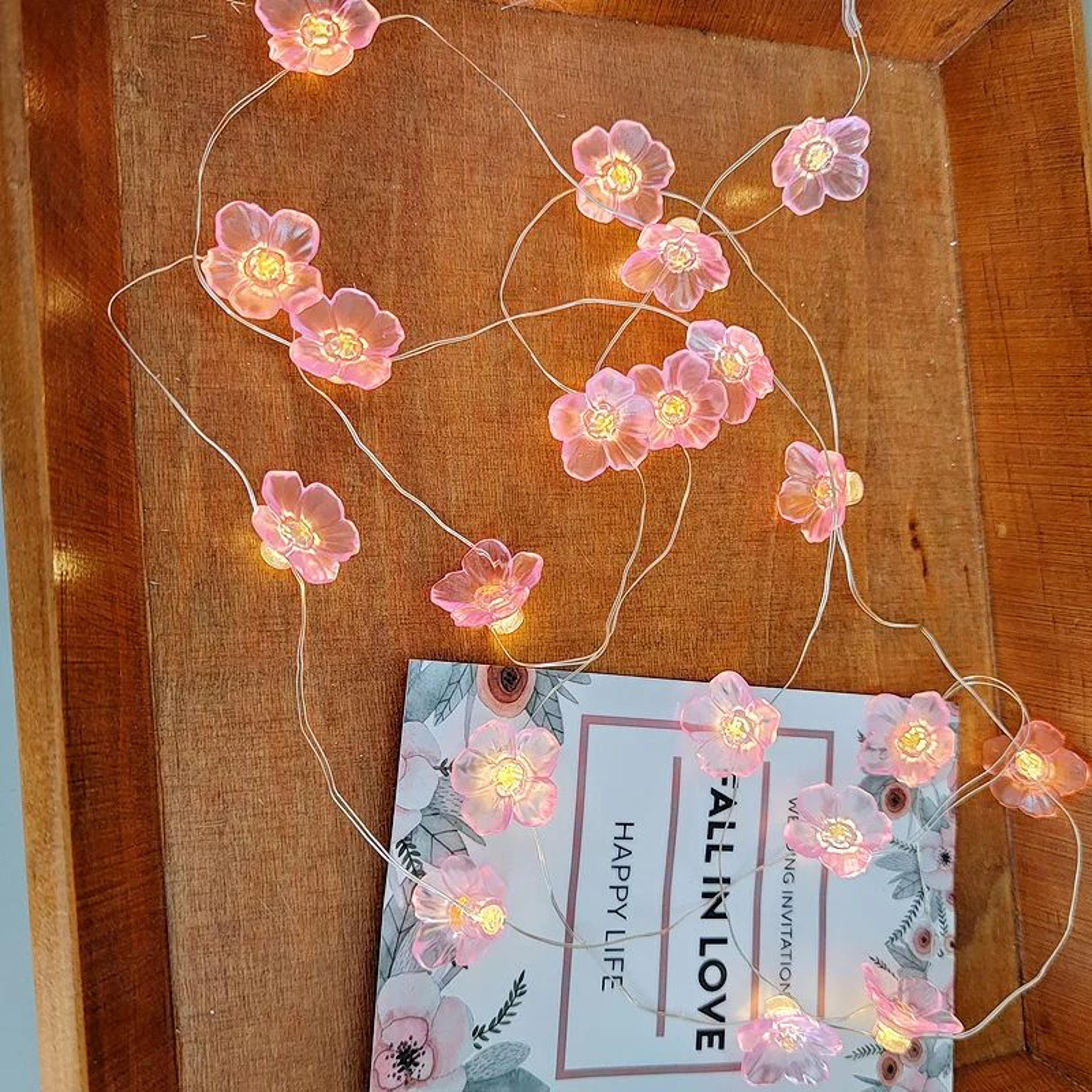 3 M 984 Ft Cherry Blossom Fairy String Lights With 30 LEDs  BatteryPowered Pink Flower Garland 5