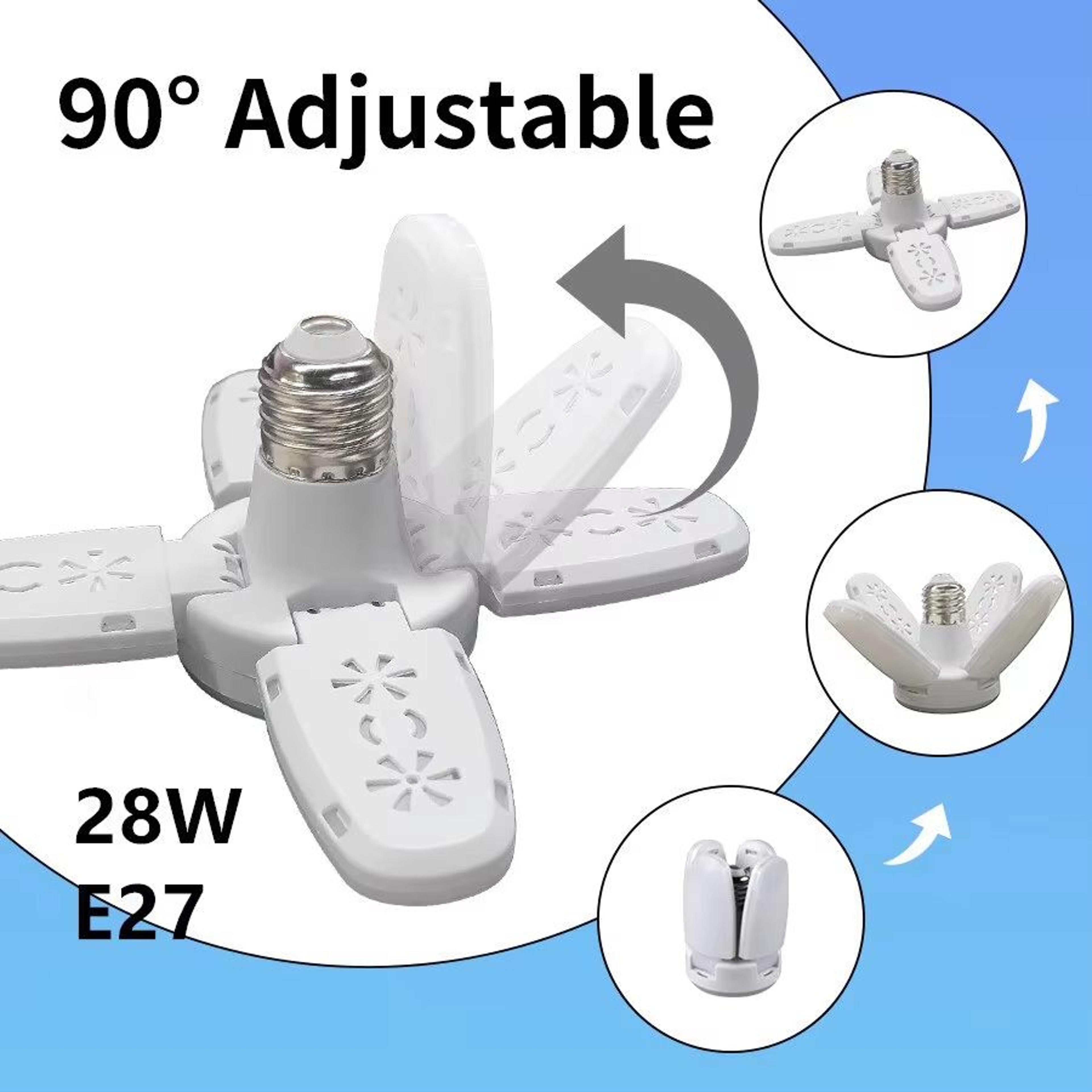 Foldable E27 Fan Shape 28W LED Bulb For Home And Garage Lighting 0
