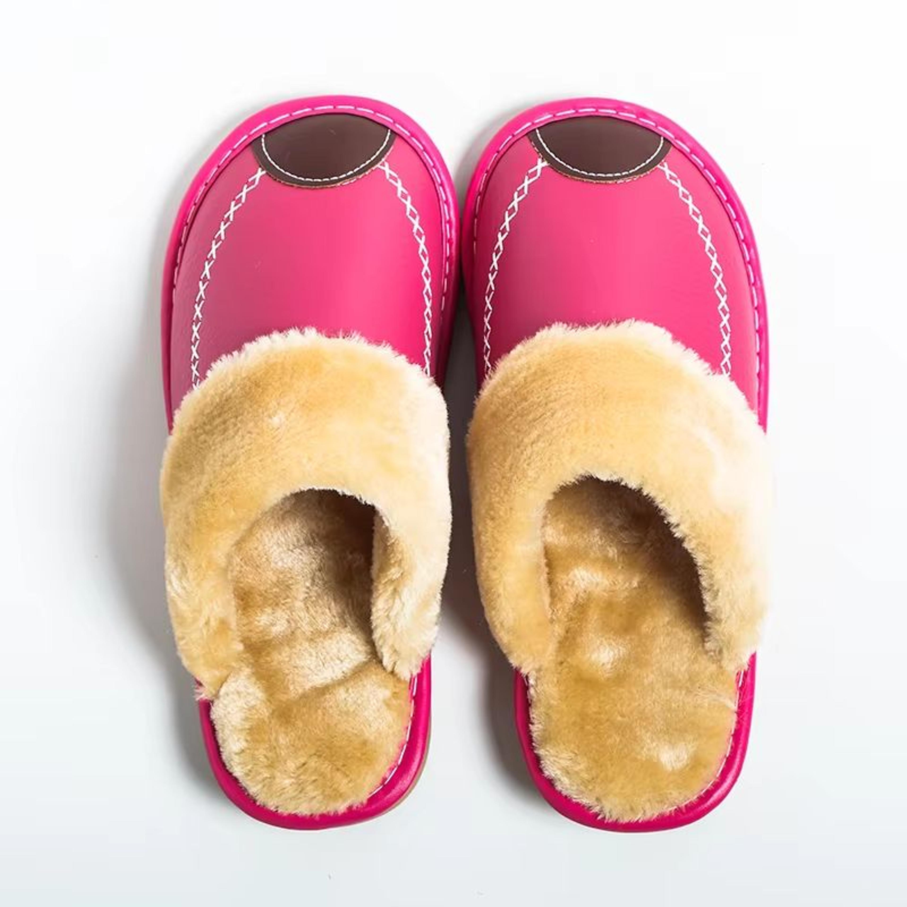 Mens Waterproof Winter Leather Indoor Warm Slippers Shoes 10
