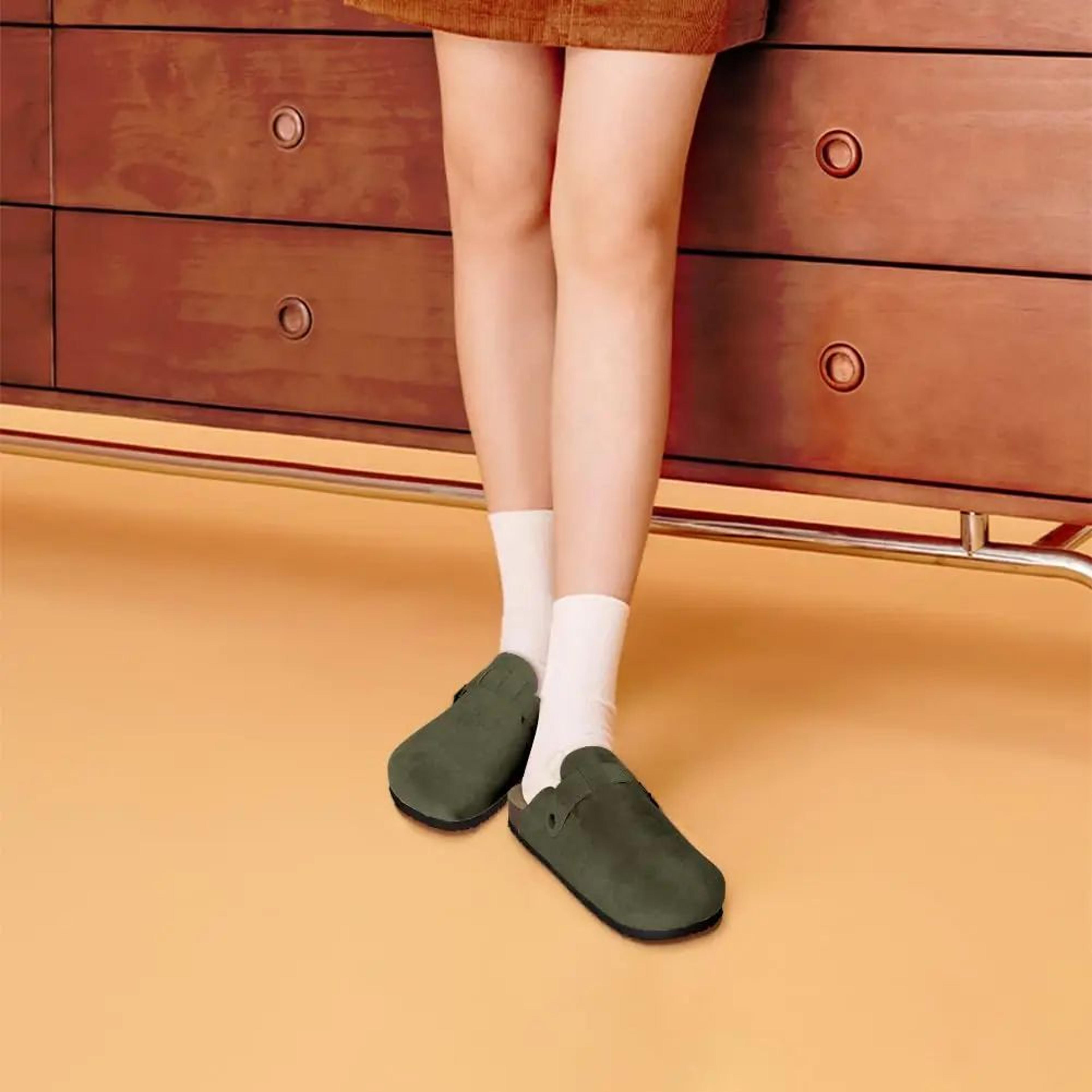 Unisex Suede Clogs With Arch Support And Cork Footbed 4