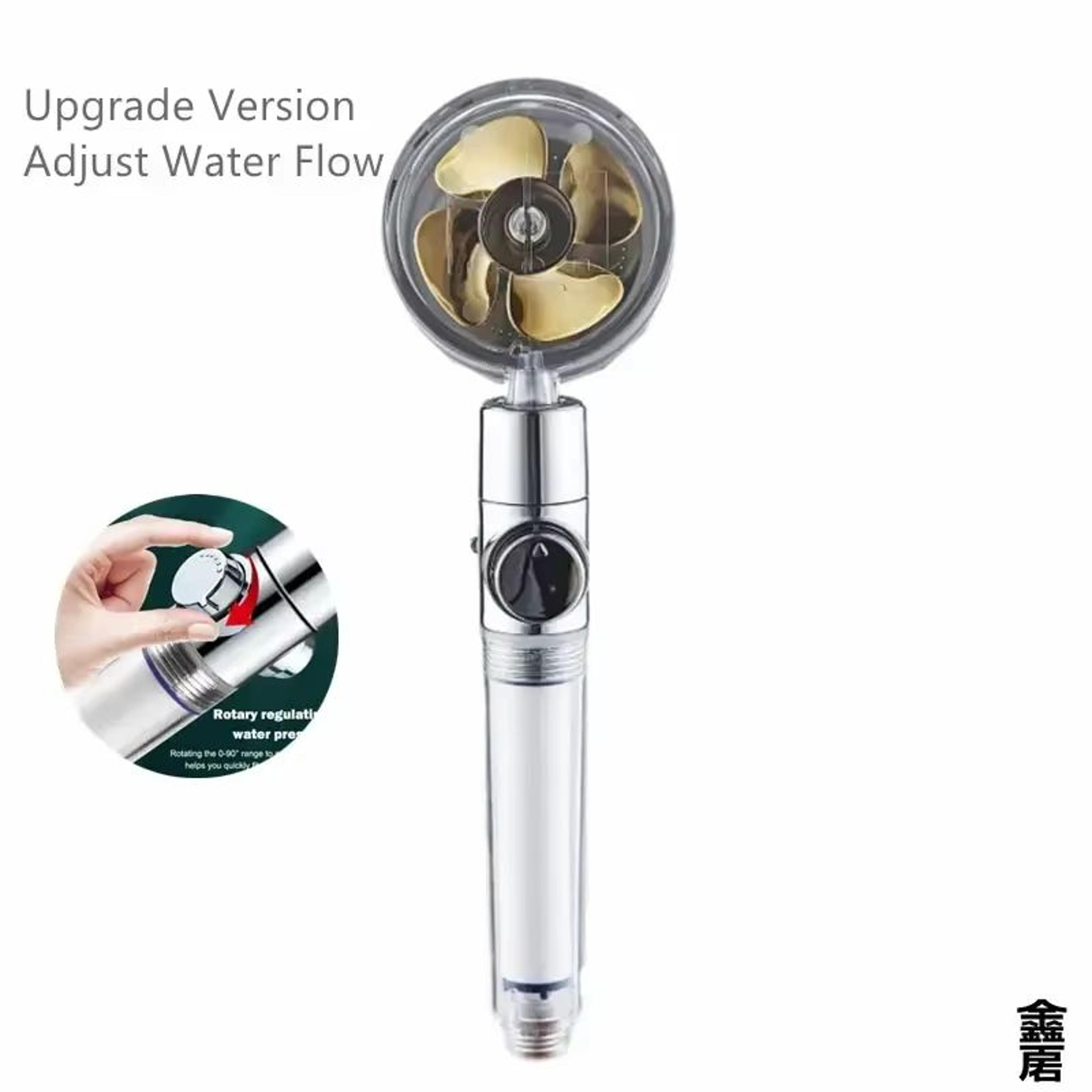 Pressurized 360 Rotating Turbo Shower Head With WaterSaving Propeller Flow 7