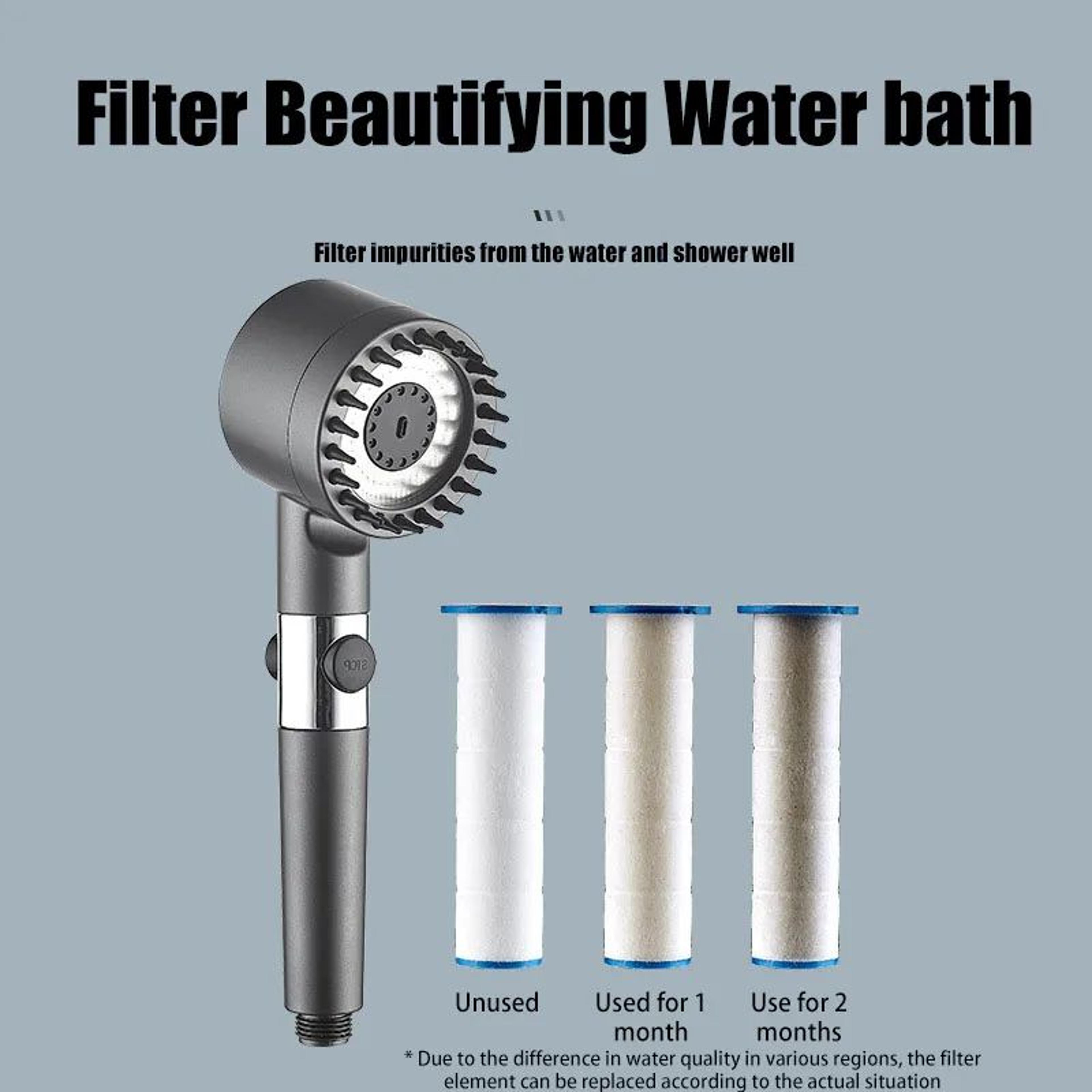 Portable ThreeSpeed Adjustable Shower Head With BuiltIn Head Massage Filter 3