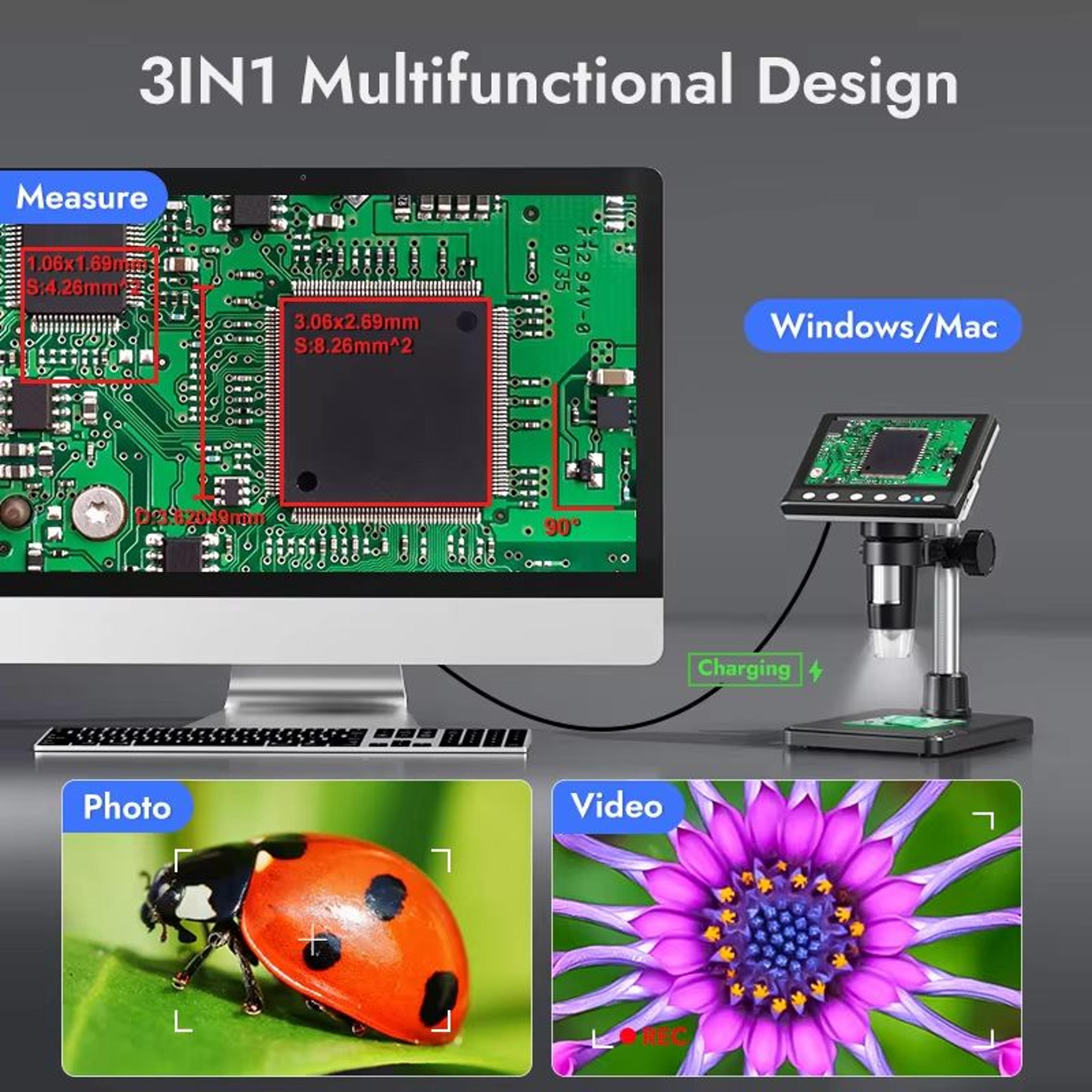 RIEVBCAU DM7 43 Inch 1000X Digital Microscope 1080P Video Coin And Soldering Inspection 3