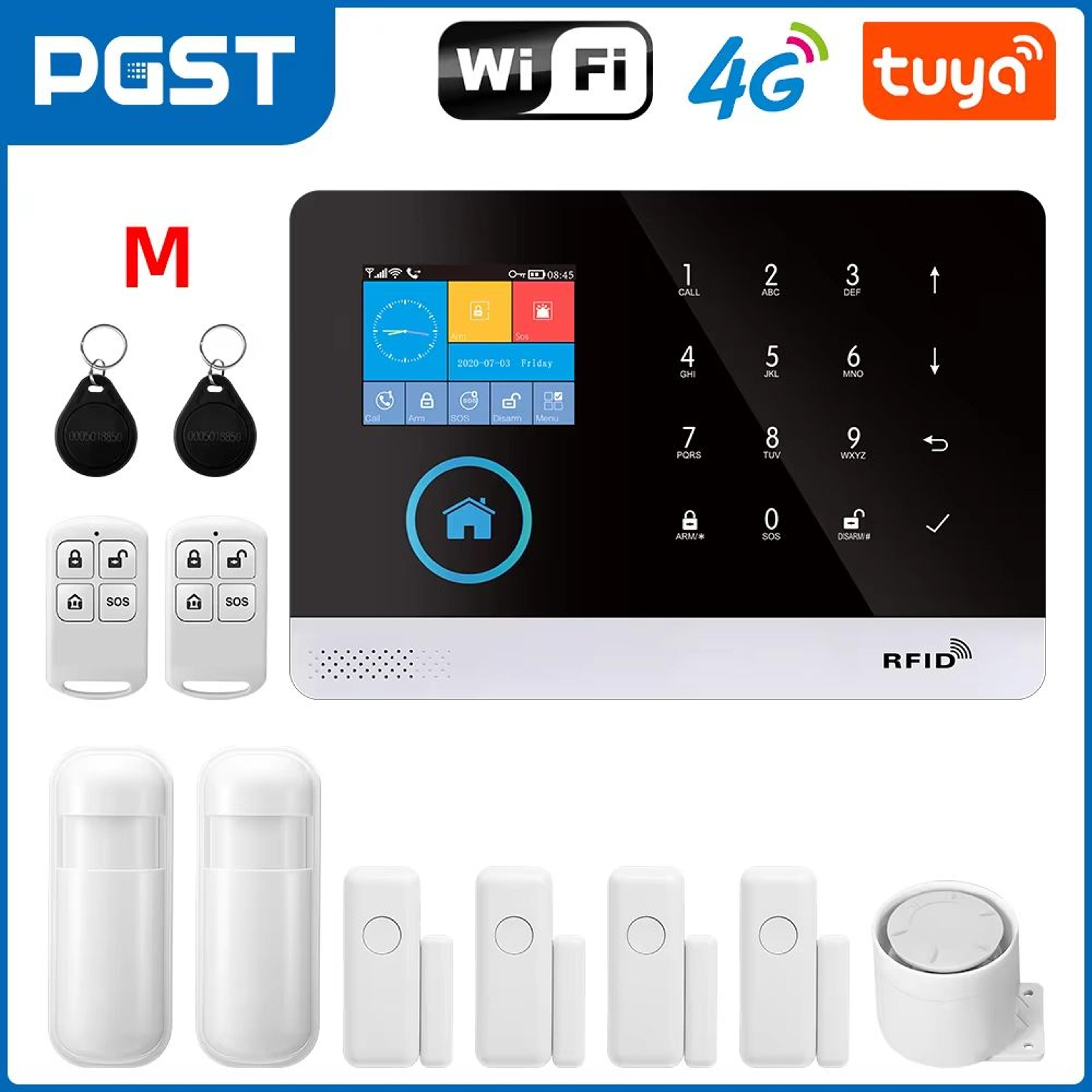 PGST 103 24 Inch 4G  2G WiFi GSM Smart Home Security Alarm System With PIR Motion And RFID 14