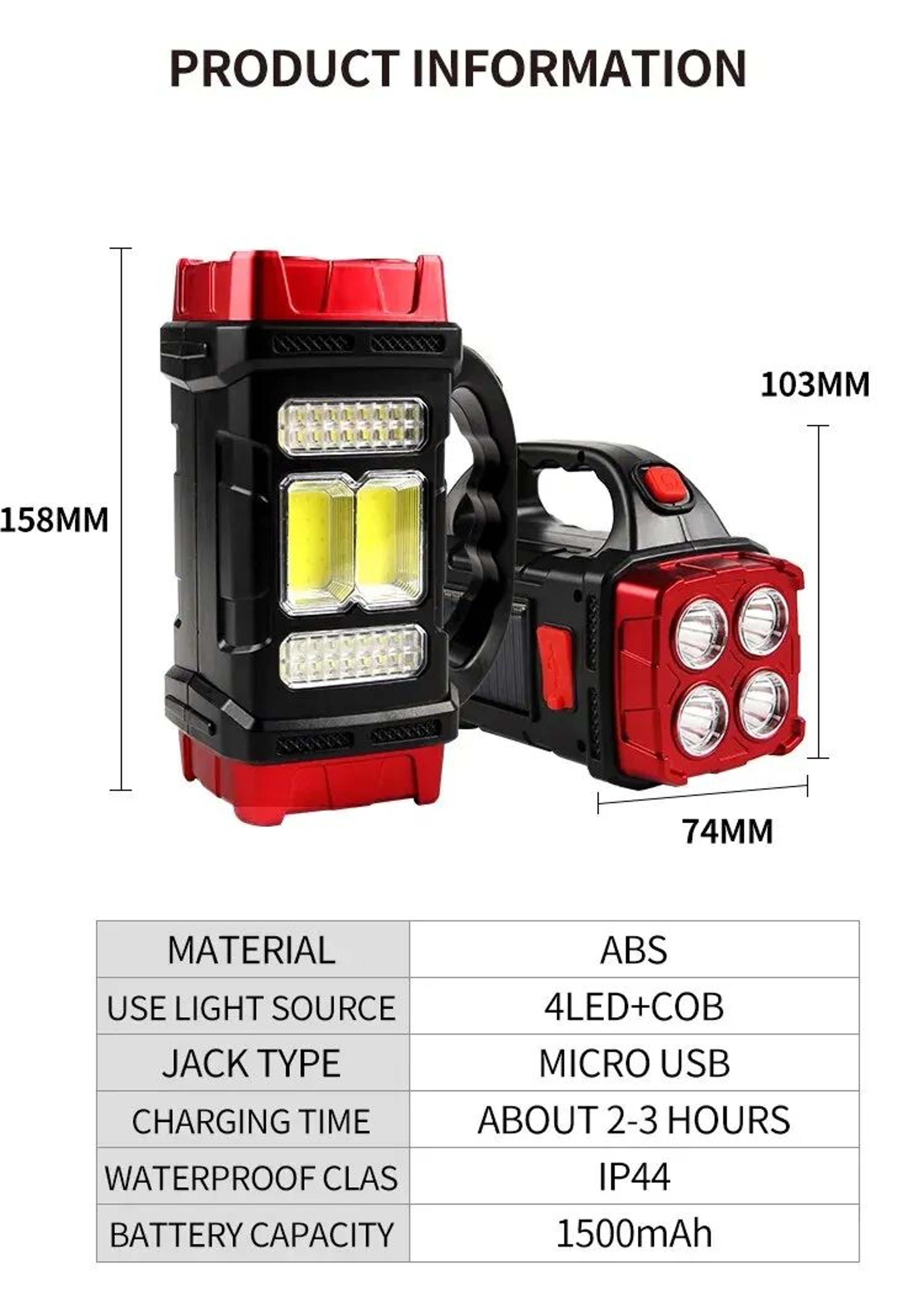 Solar Rechargeable Camping Light Portable LED Searchlight With Dual Light Source And USB Charging 1