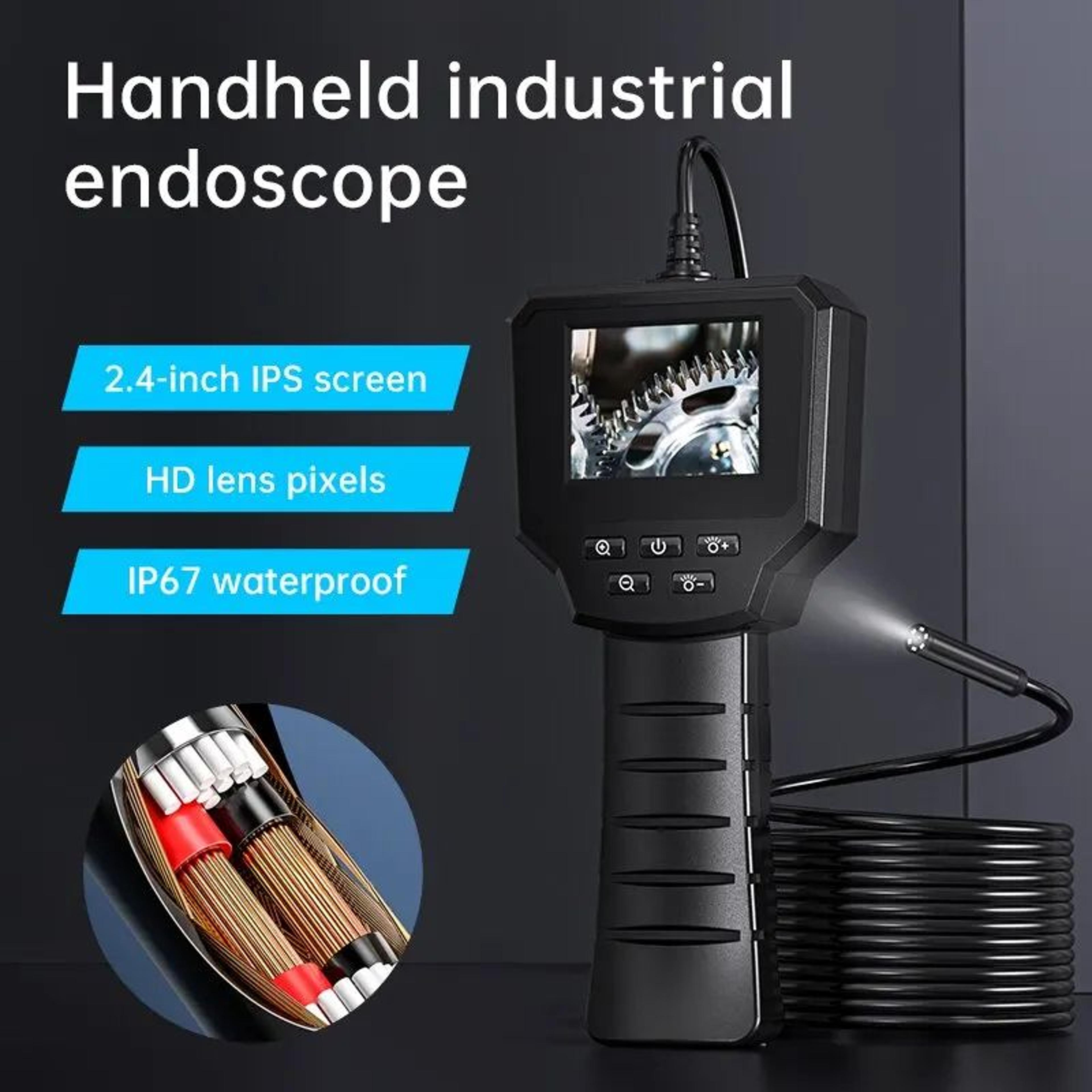 KERUI 24 Inch IPS Screen Industrial Endoscope Camera HD 1080P Pipe Inspection Borescope With Rigid  1