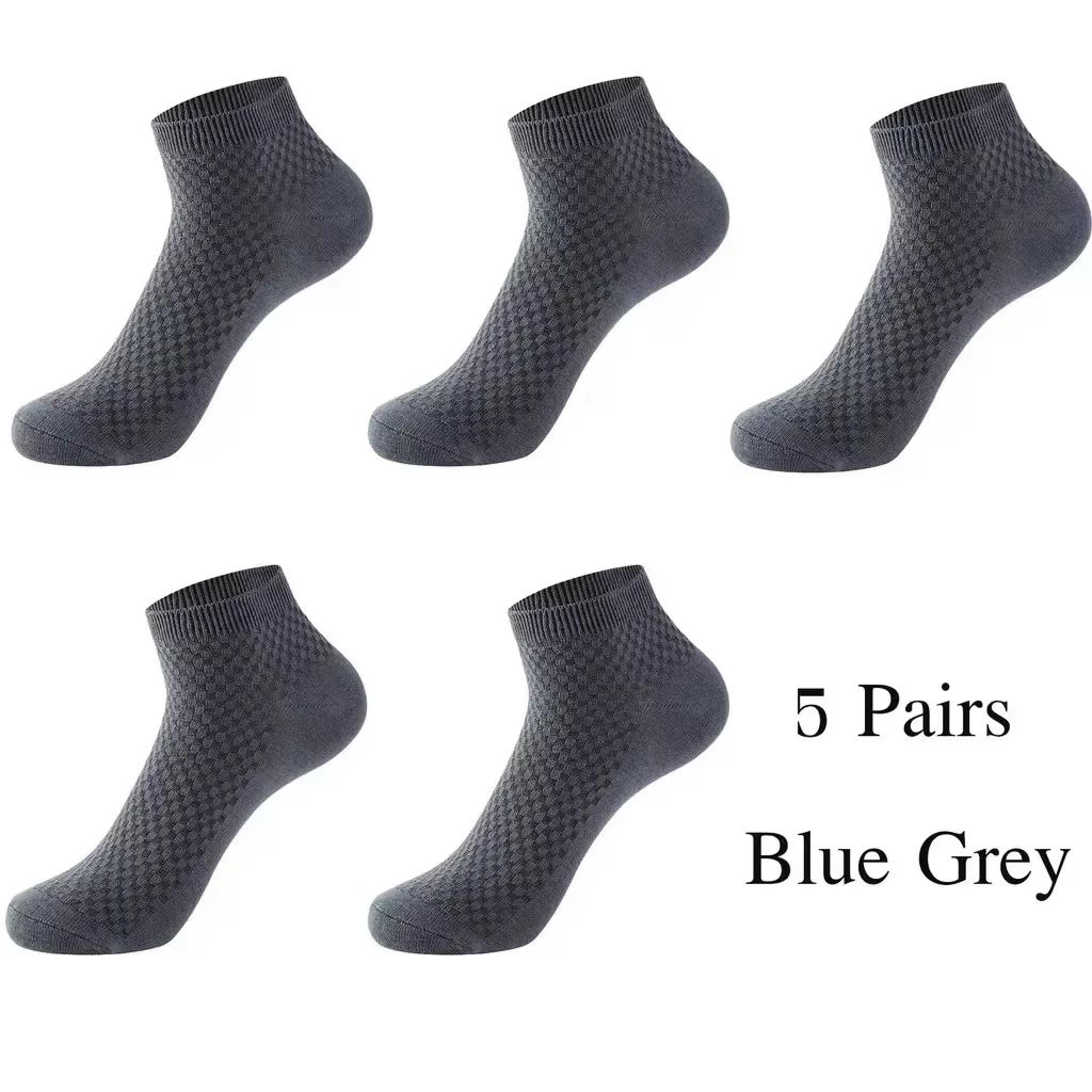 Mens Bamboo Fiber Ankle Socks 5Pair Breathable Antibacterial Comfort 11