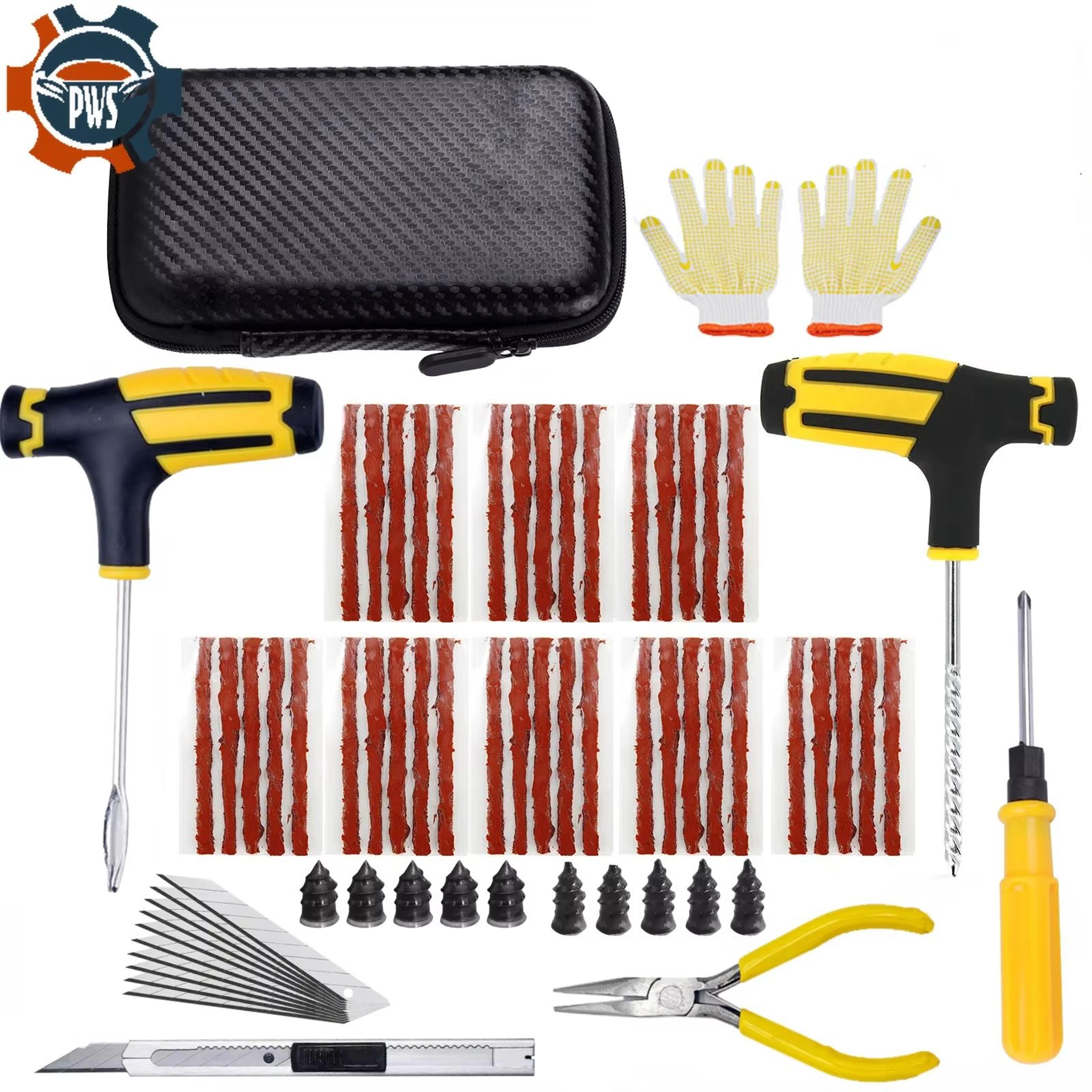 Car  Bike Tire Repair Tool Kit With Studding Tools Plug Needles Pliers And EVA Case 10