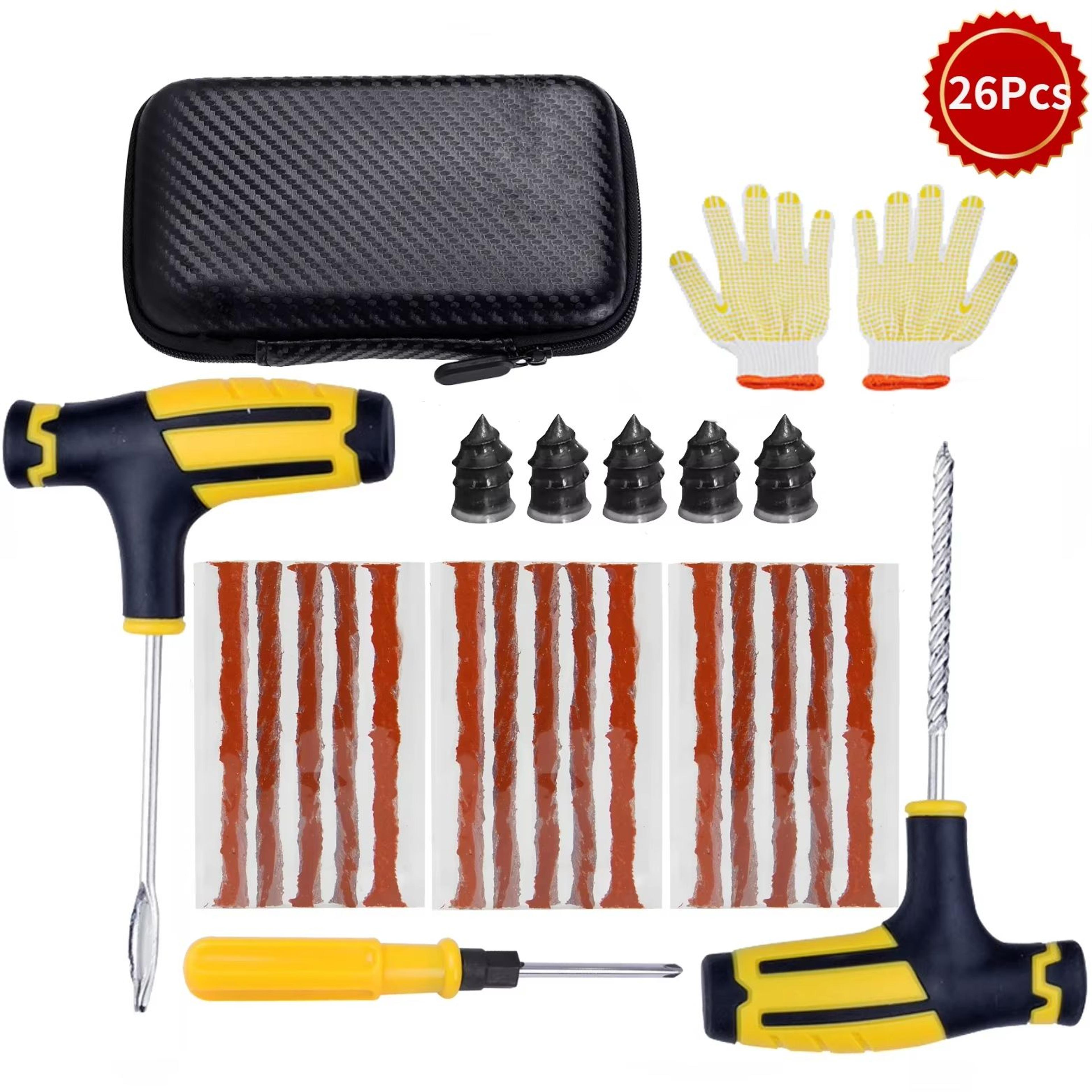 Car  Bike Tire Repair Tool Kit With Studding Tools Plug Needles Pliers And EVA Case 8