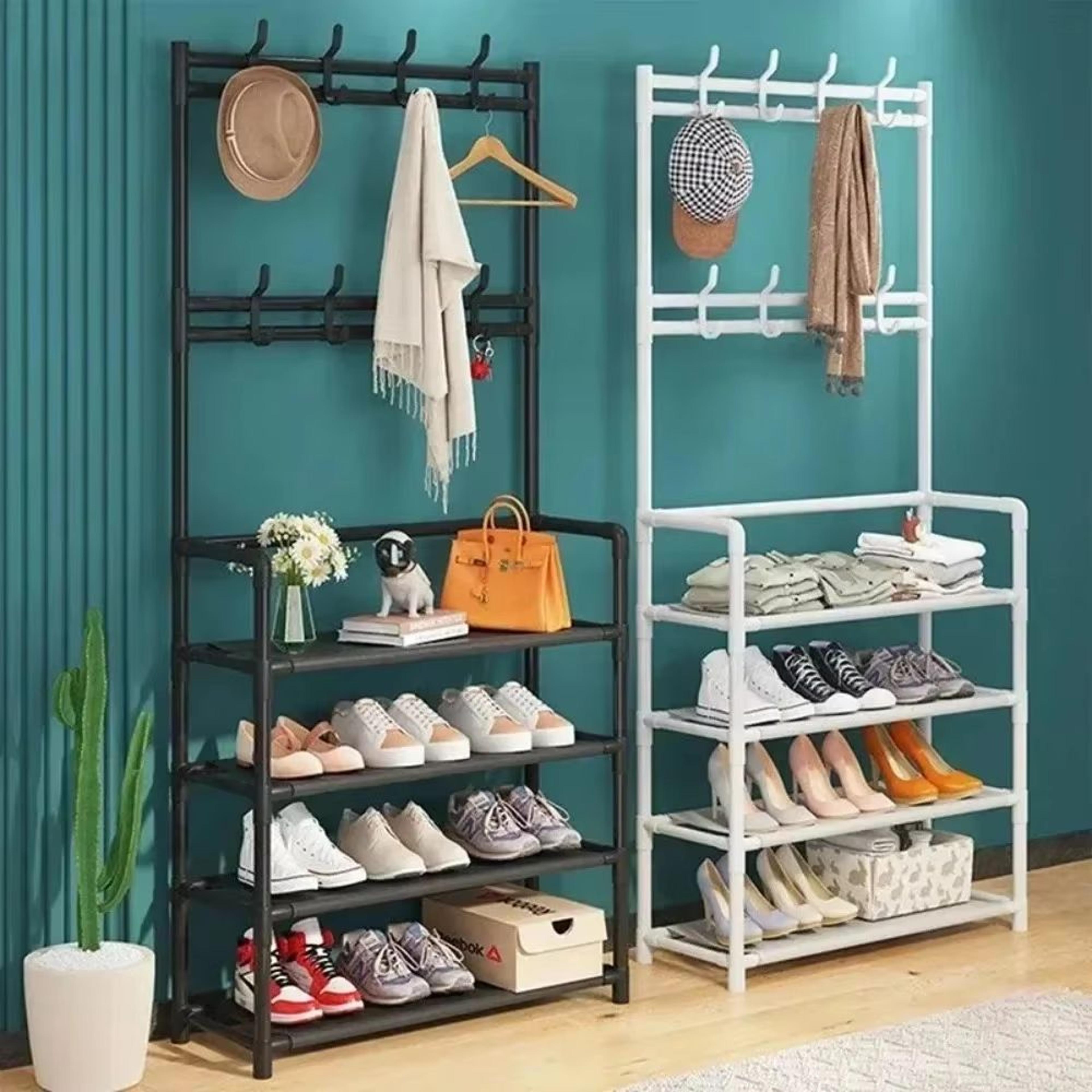 MultiLayer Clothes And Shoe Organizer Rack FloorStanding Hat  Shoe Storage Shelf 0